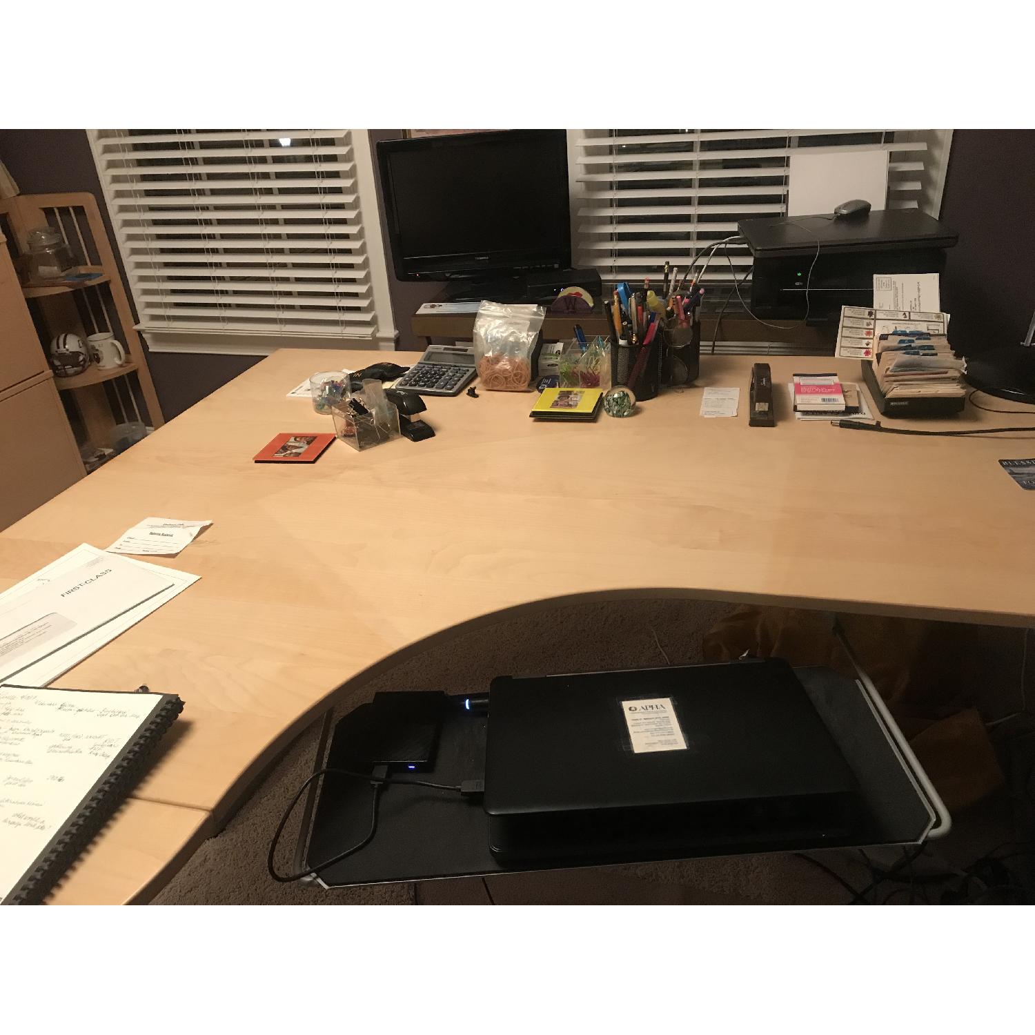 Ikea L-Shaped Desk w/ Steel Legs/Keyboard Hang & Desk Pad - image-2