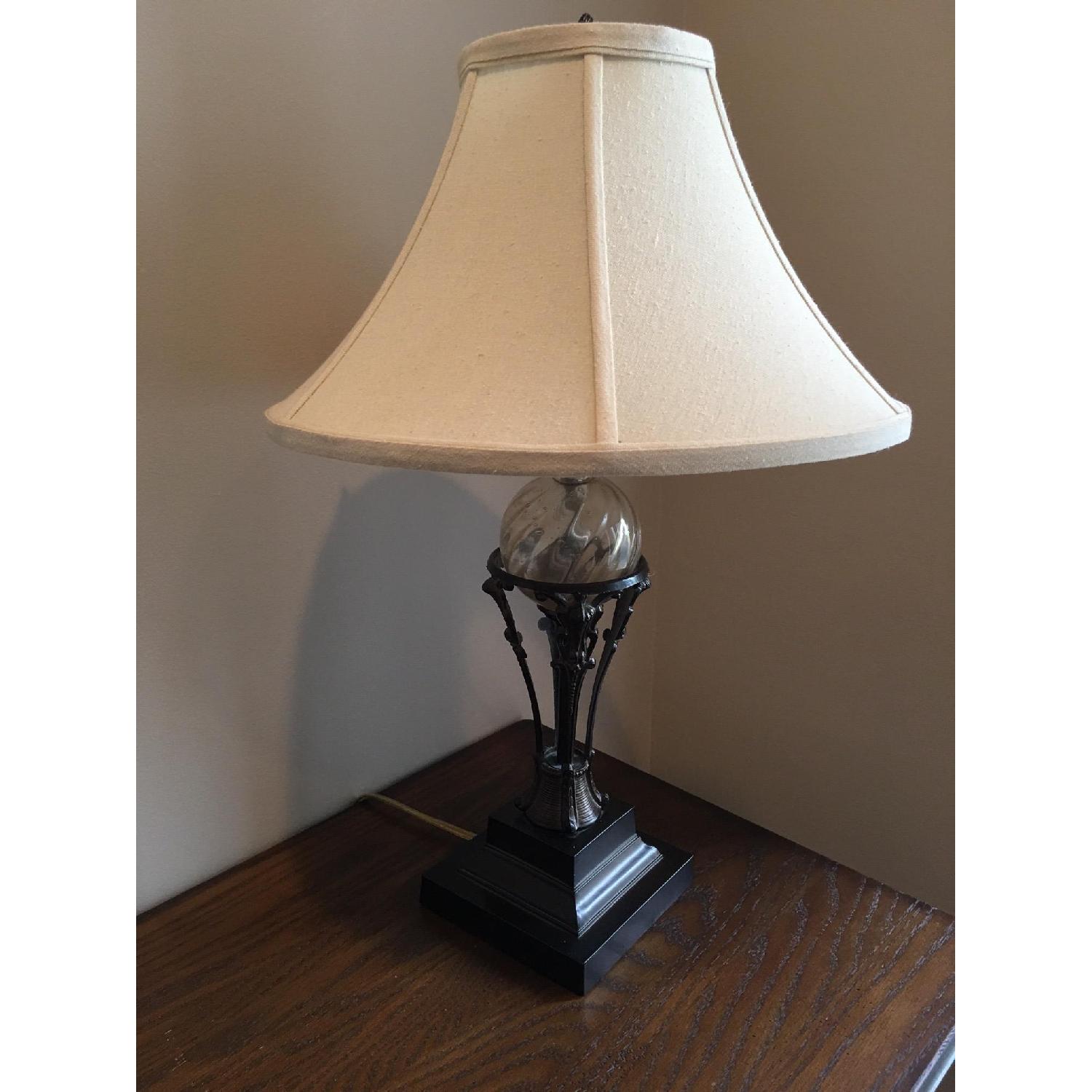Restoration Hardware Wrought Iron & Glass Table Lamp - image-2