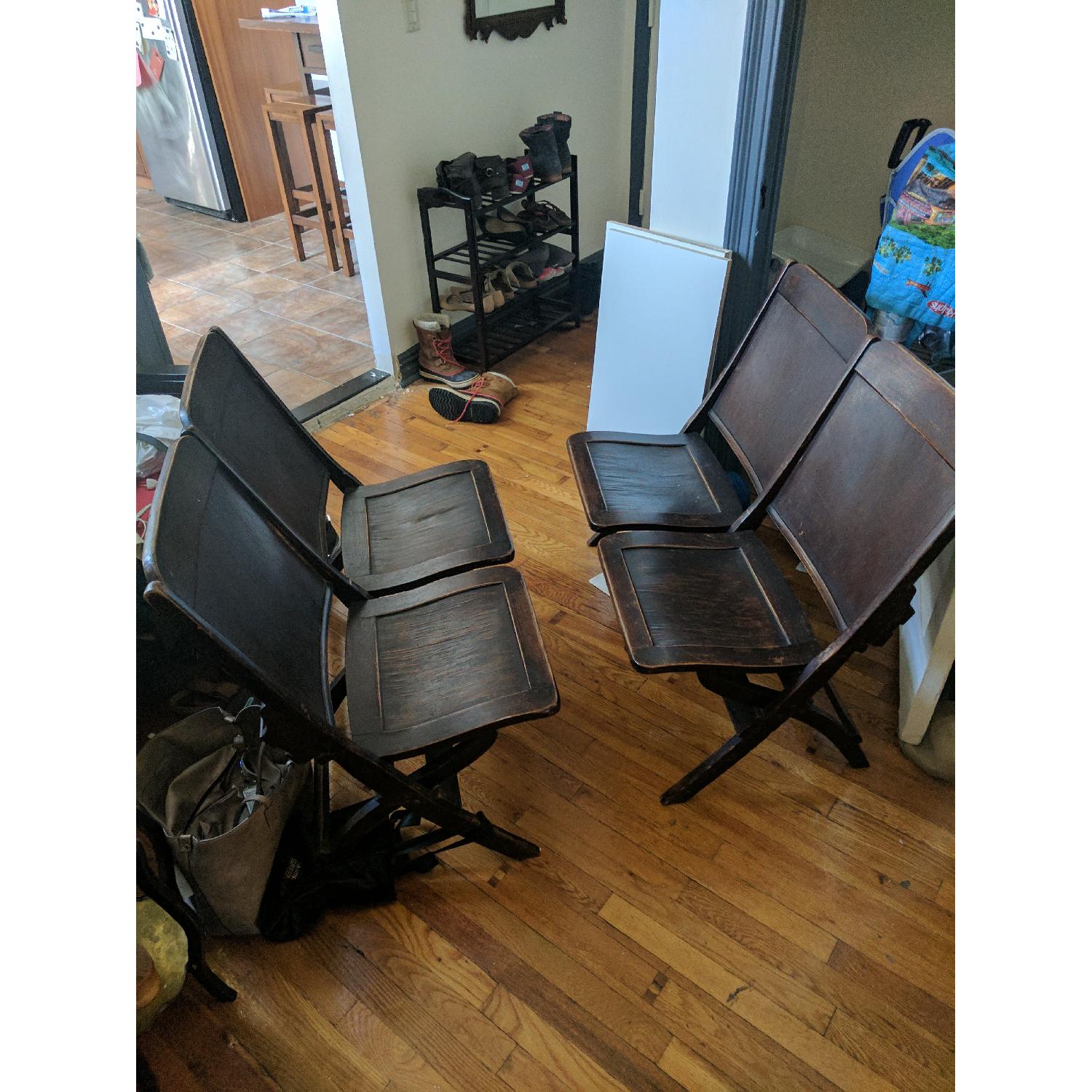 Vintage Hardwood Folding Church Pews - image-1