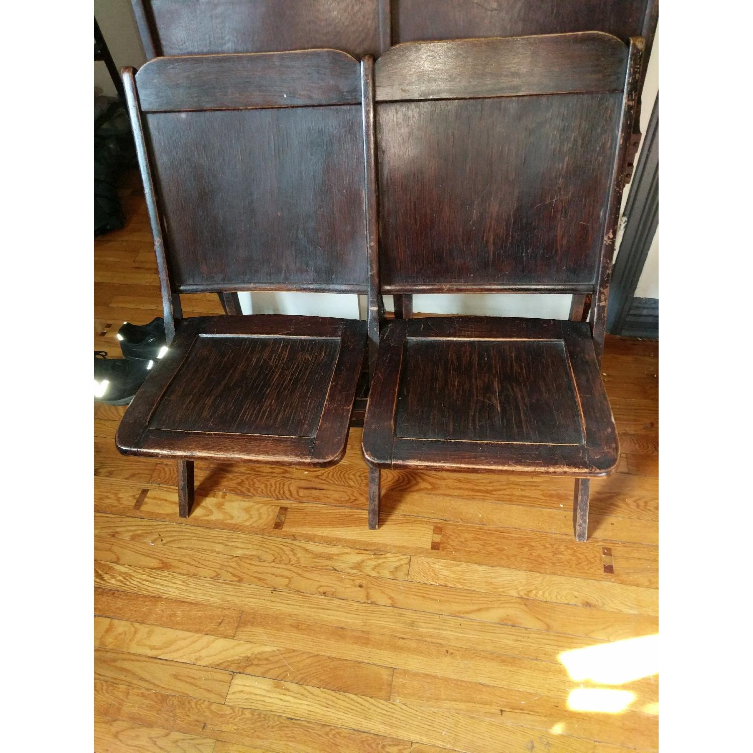 Vintage Hardwood Folding Church Pews - image-2