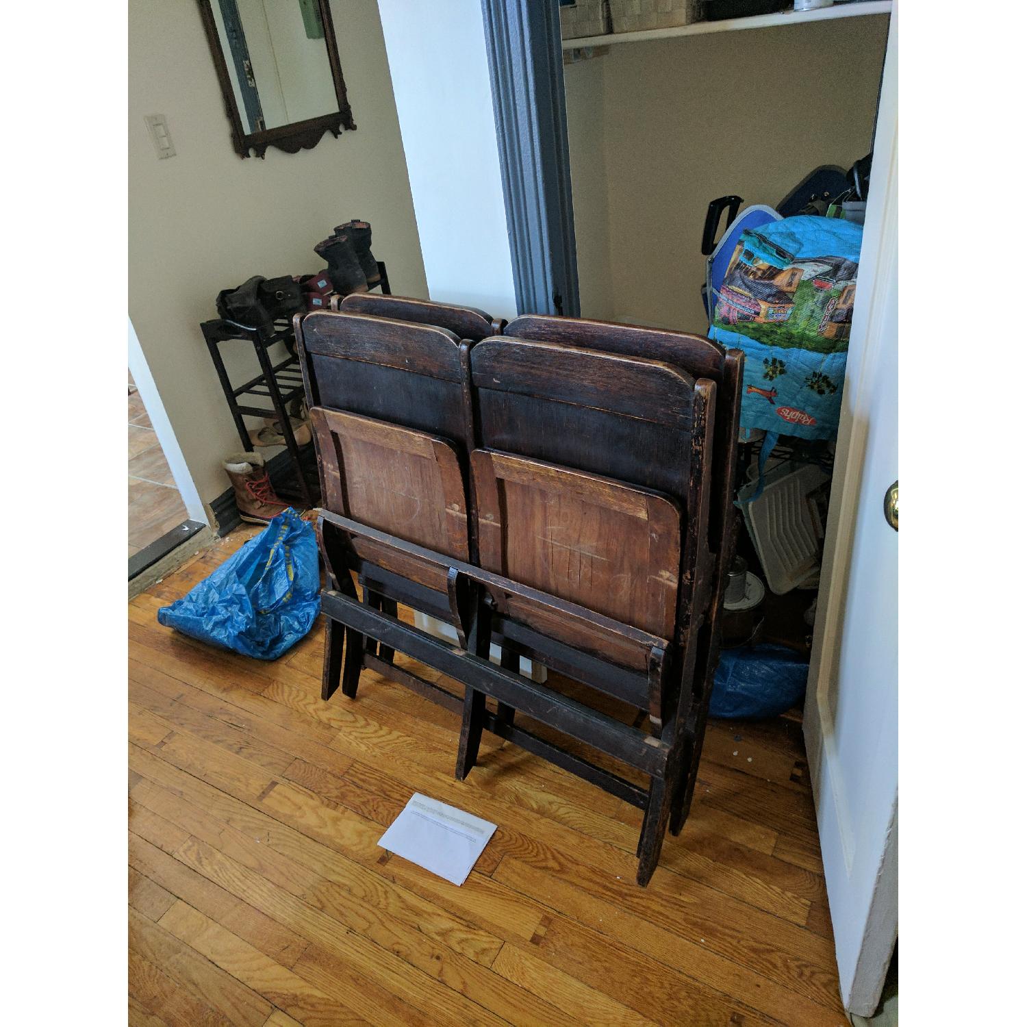 Vintage Hardwood Folding Church Pews - image-3