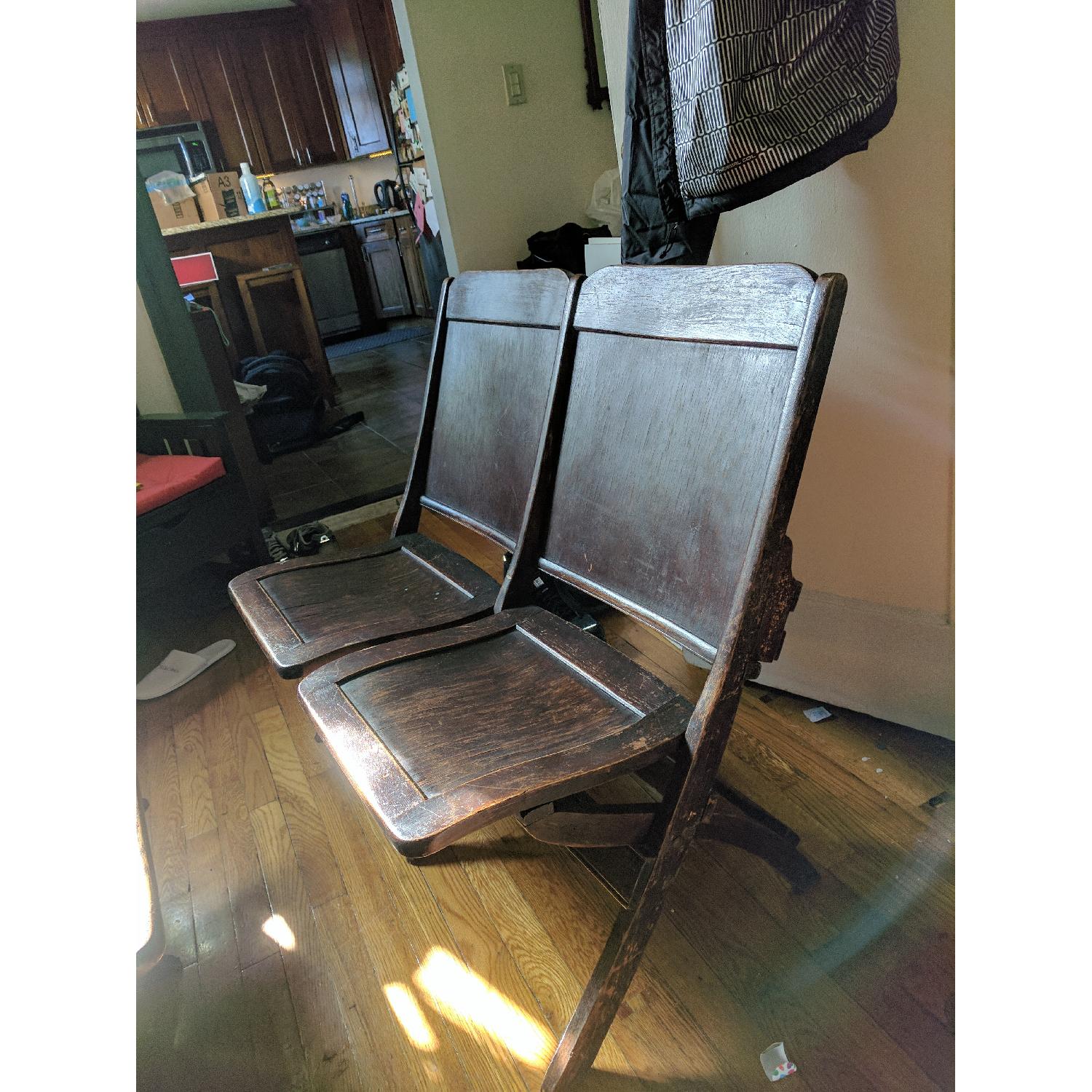 Vintage Hardwood Folding Church Pews - image-4