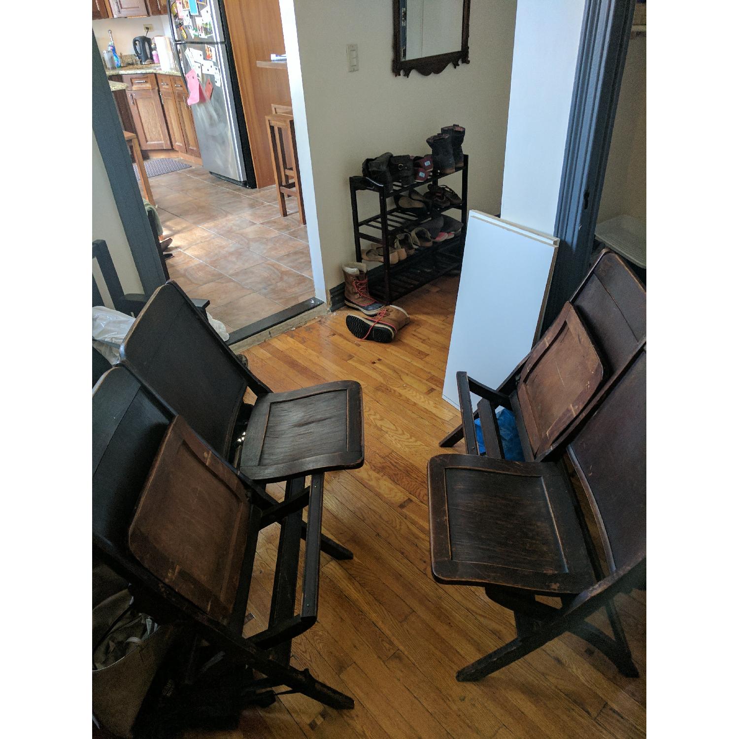 Vintage Hardwood Folding Church Pews - image-5