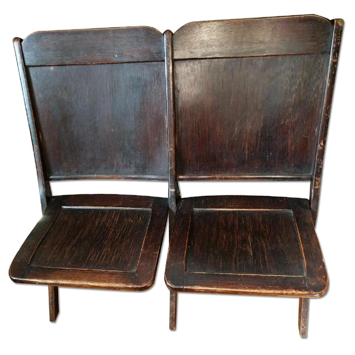 Vintage Hardwood Folding Church Pews - image-0