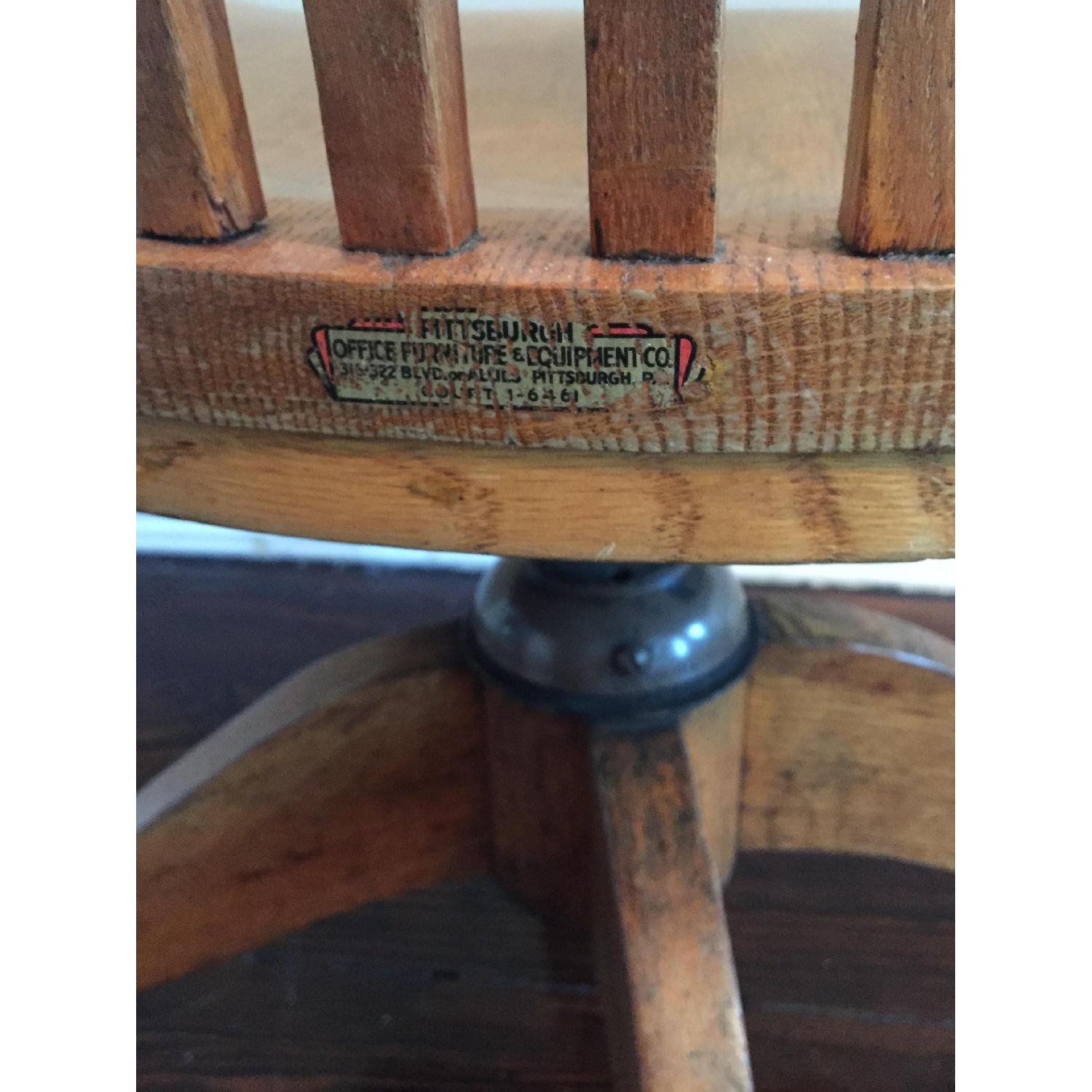 Solid Oak Antique Desk Chair on Wheels - image-4