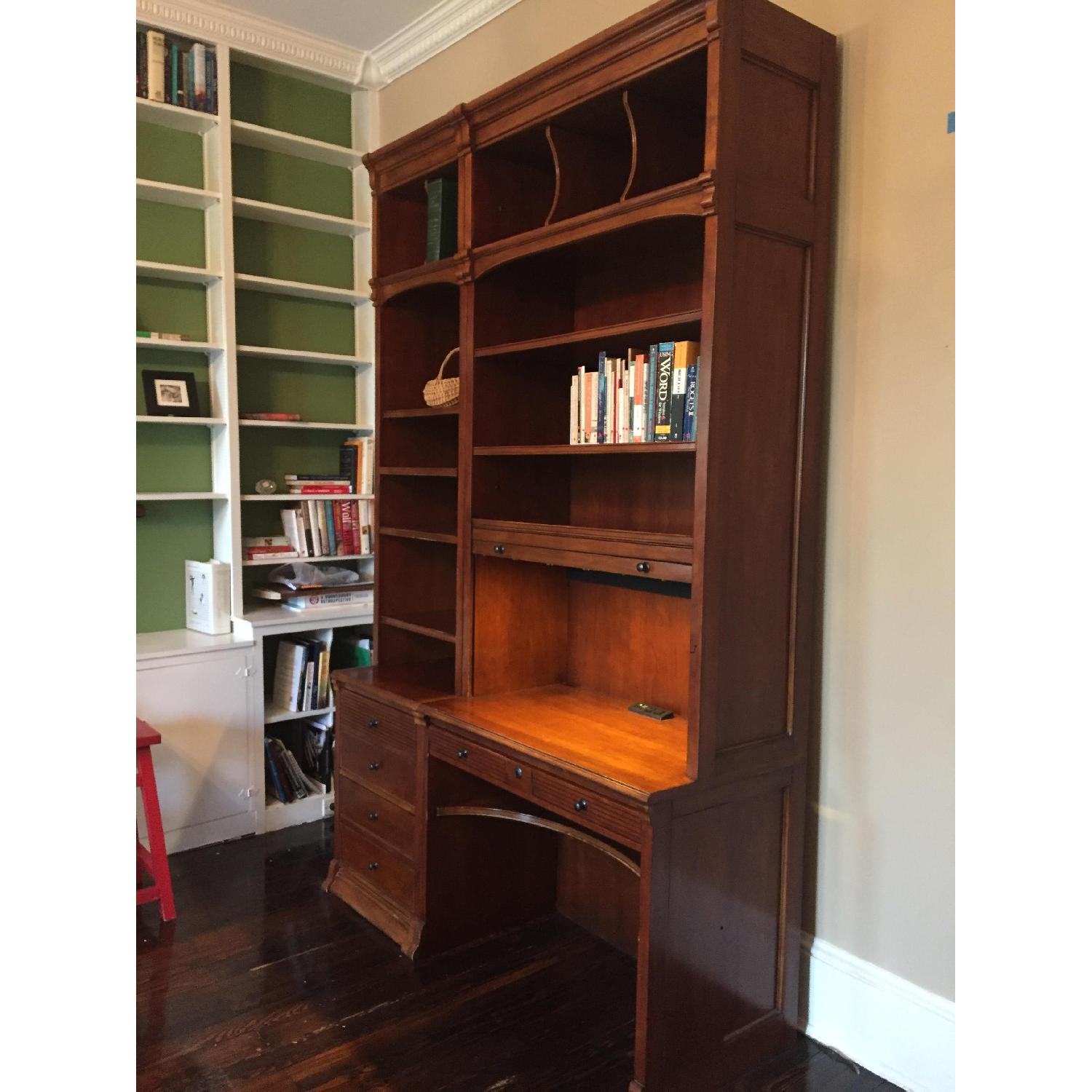 Wall Unit w/ Roll Top Desk & File Drawers - image-2