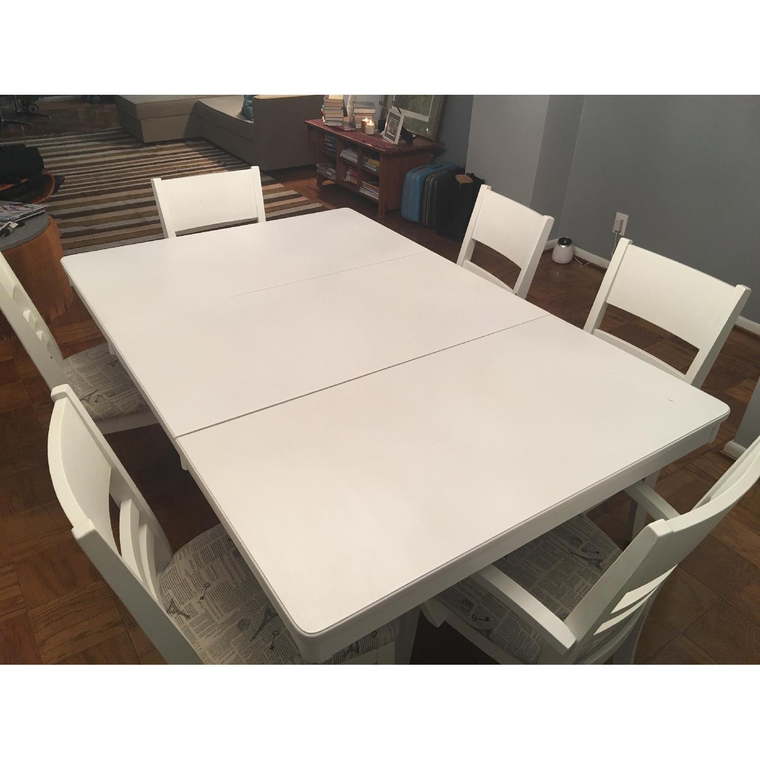 Ethan Allen Solid Ash Wood Table w/ 6 Chairs - image-1