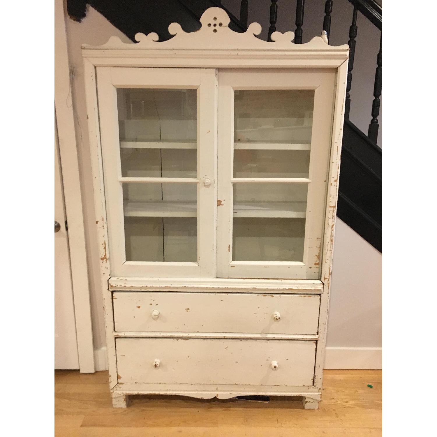 Antique Distressed Farmhouse China Cabinet - image-1
