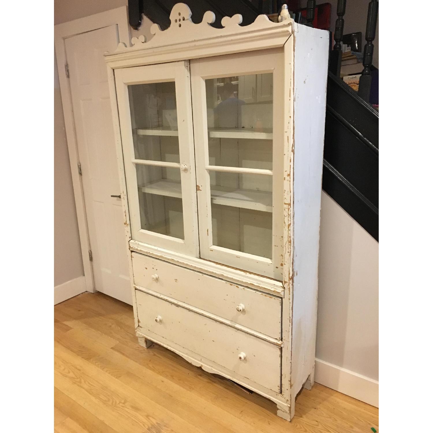 Antique Distressed Farmhouse China Cabinet - image-2