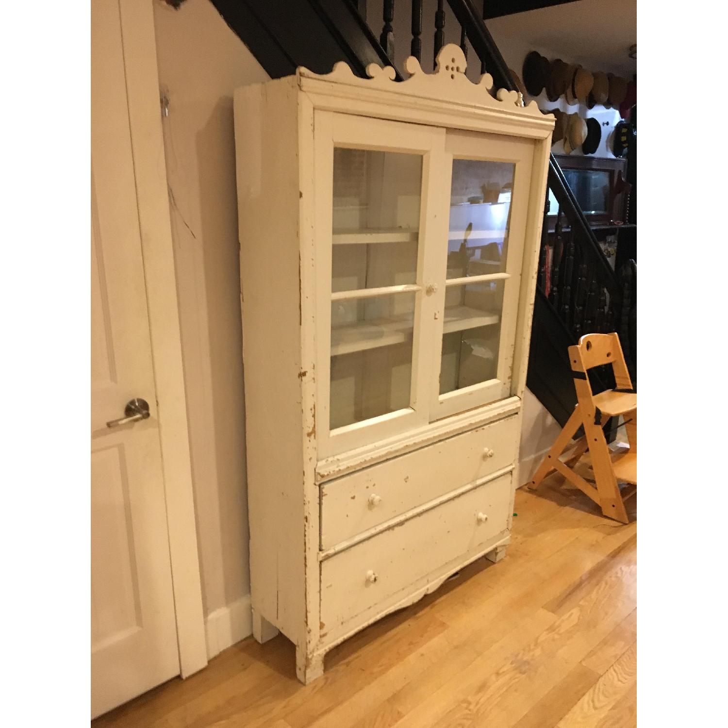 Antique Distressed Farmhouse China Cabinet - image-3