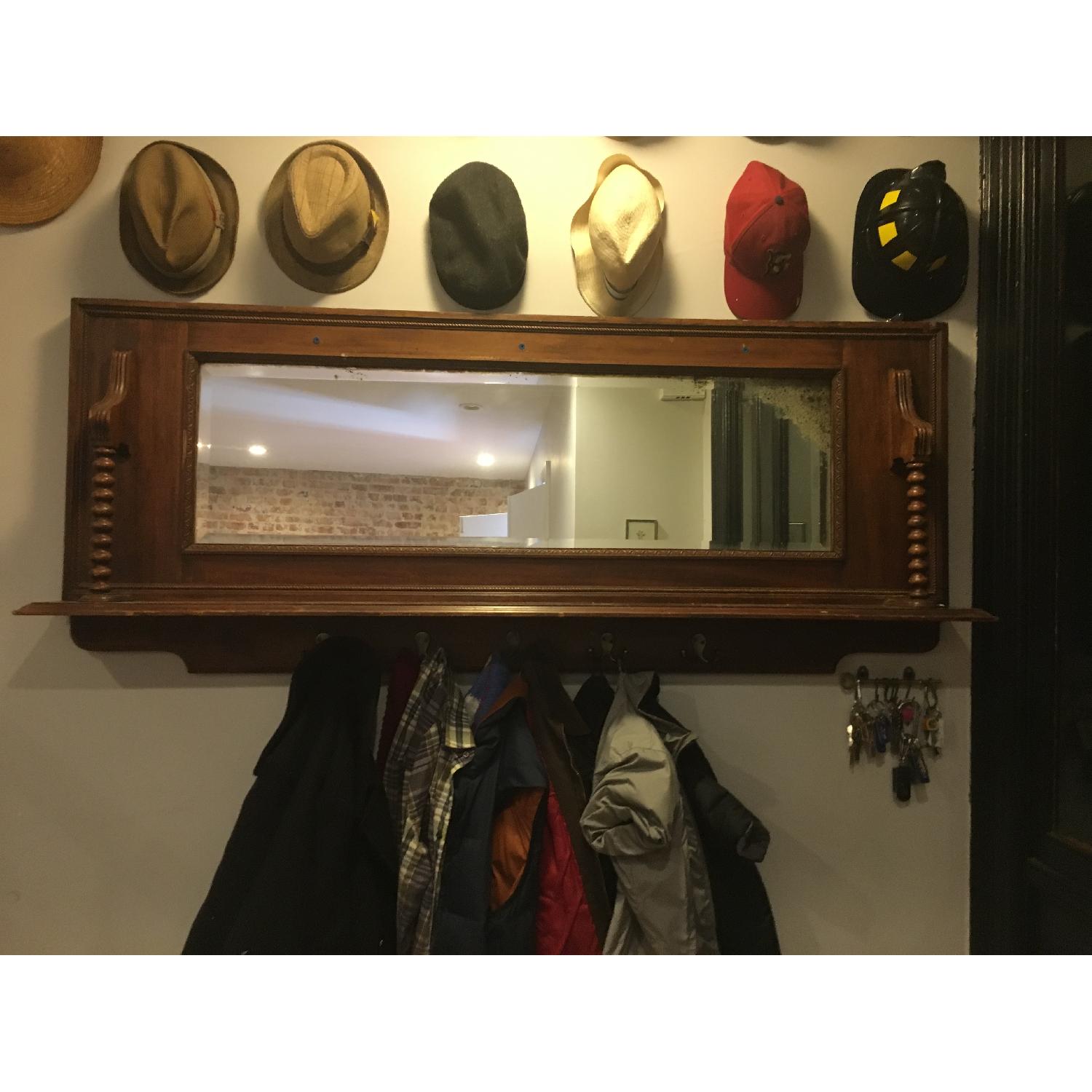 Vintage Bar Mirror w/ Shelf & Hooks - image-1