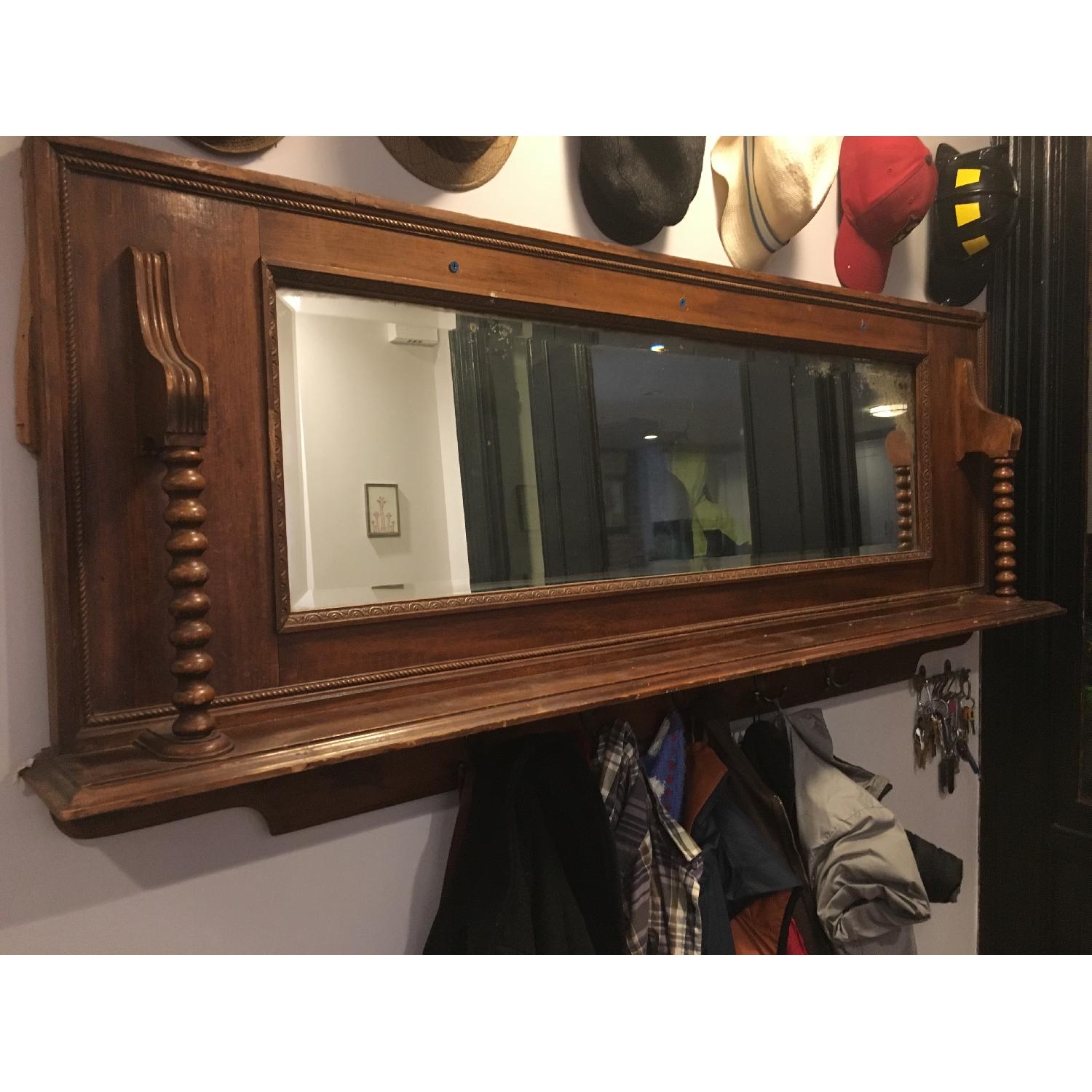 Vintage Bar Mirror w/ Shelf & Hooks - image-3