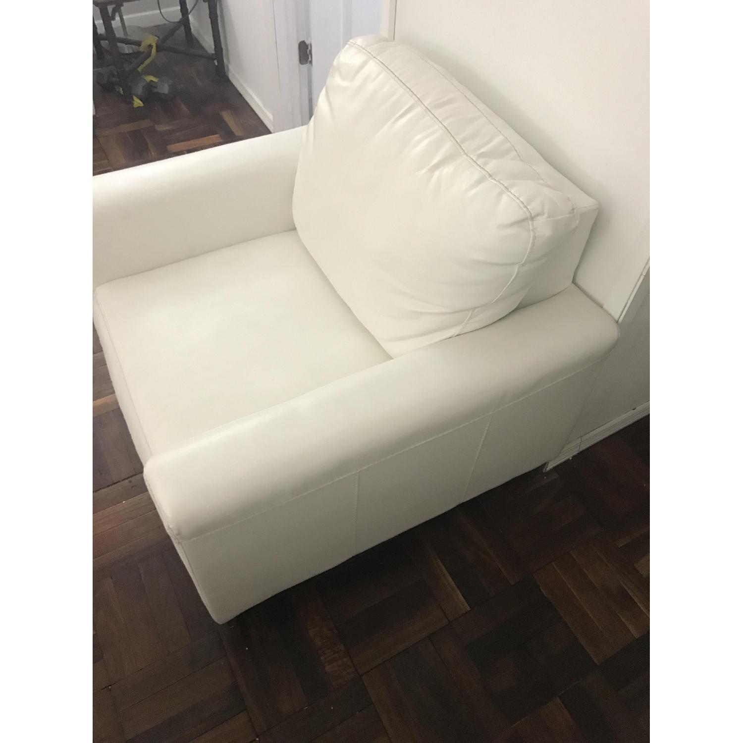 White Faux Leather Lounge Chair - image-2