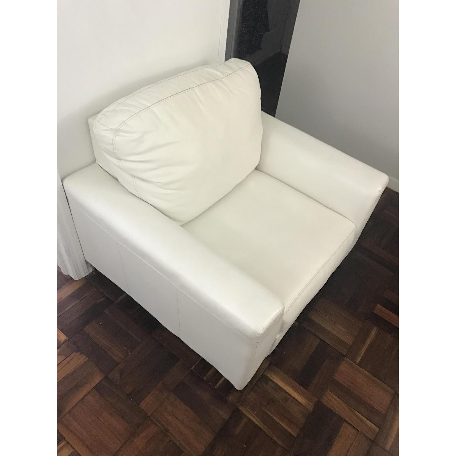White Faux Leather Lounge Chair - image-3