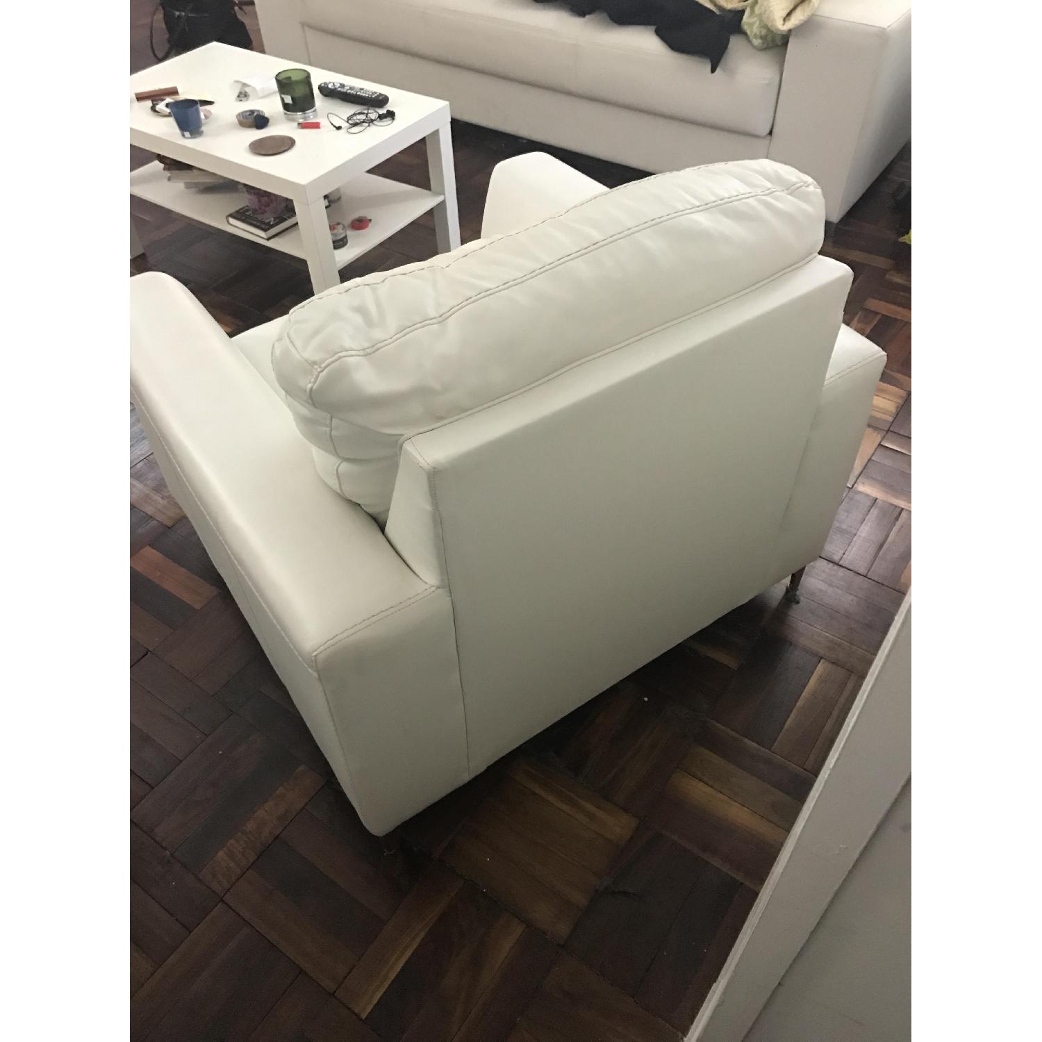 White Faux Leather Lounge Chair - image-4