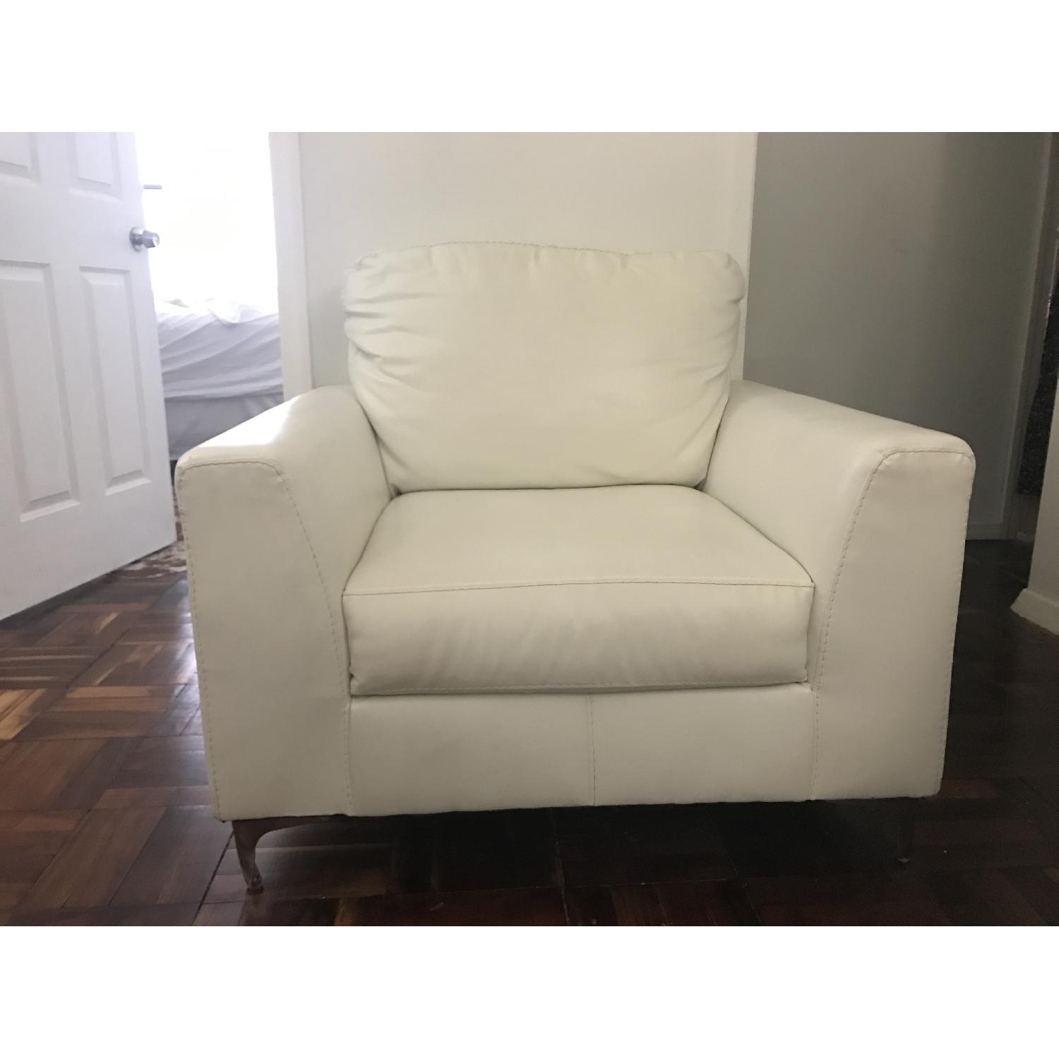 White Faux Leather Lounge Chair - image-5