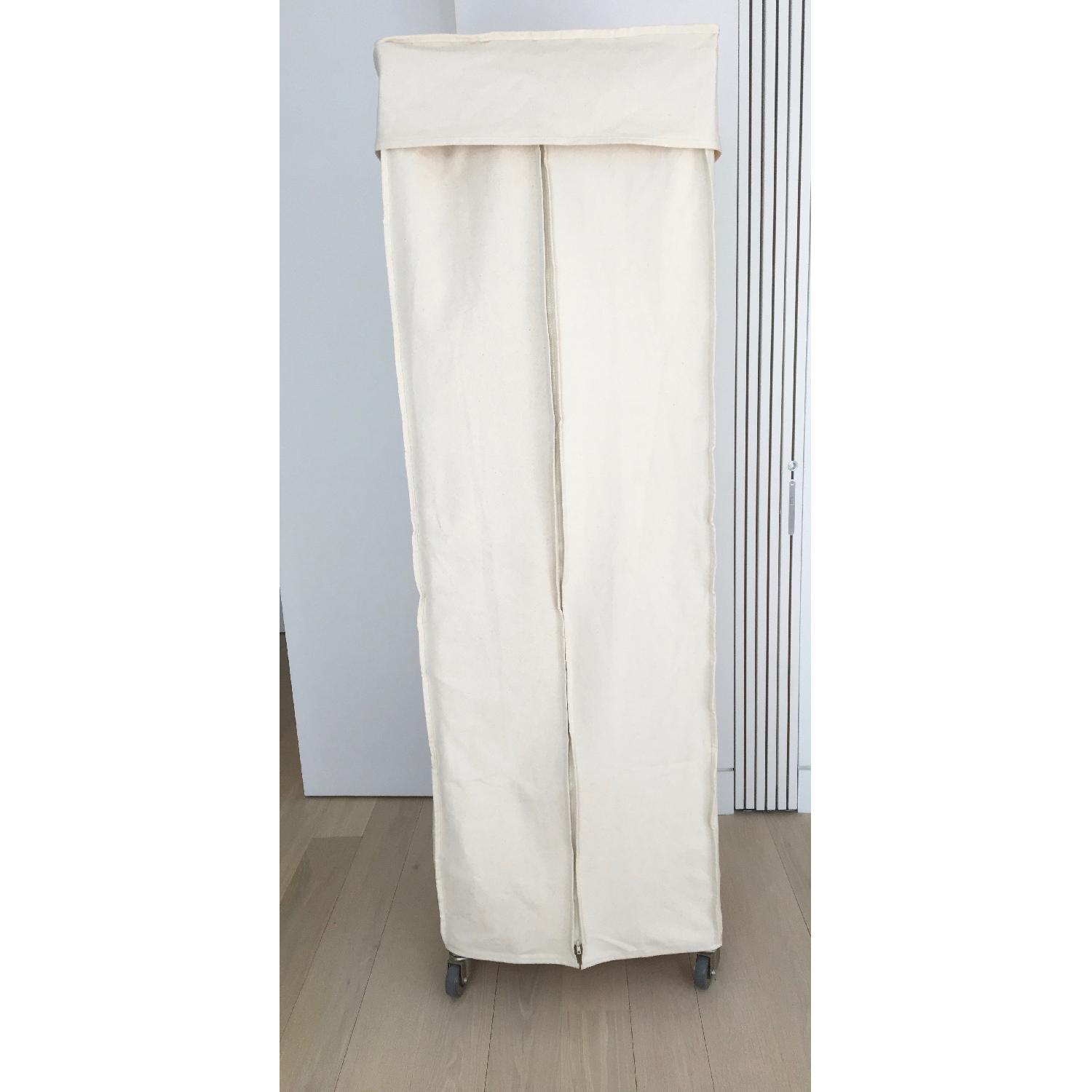 Container Store Canvas Covered Chrome Rolling Garment Rack - image-1