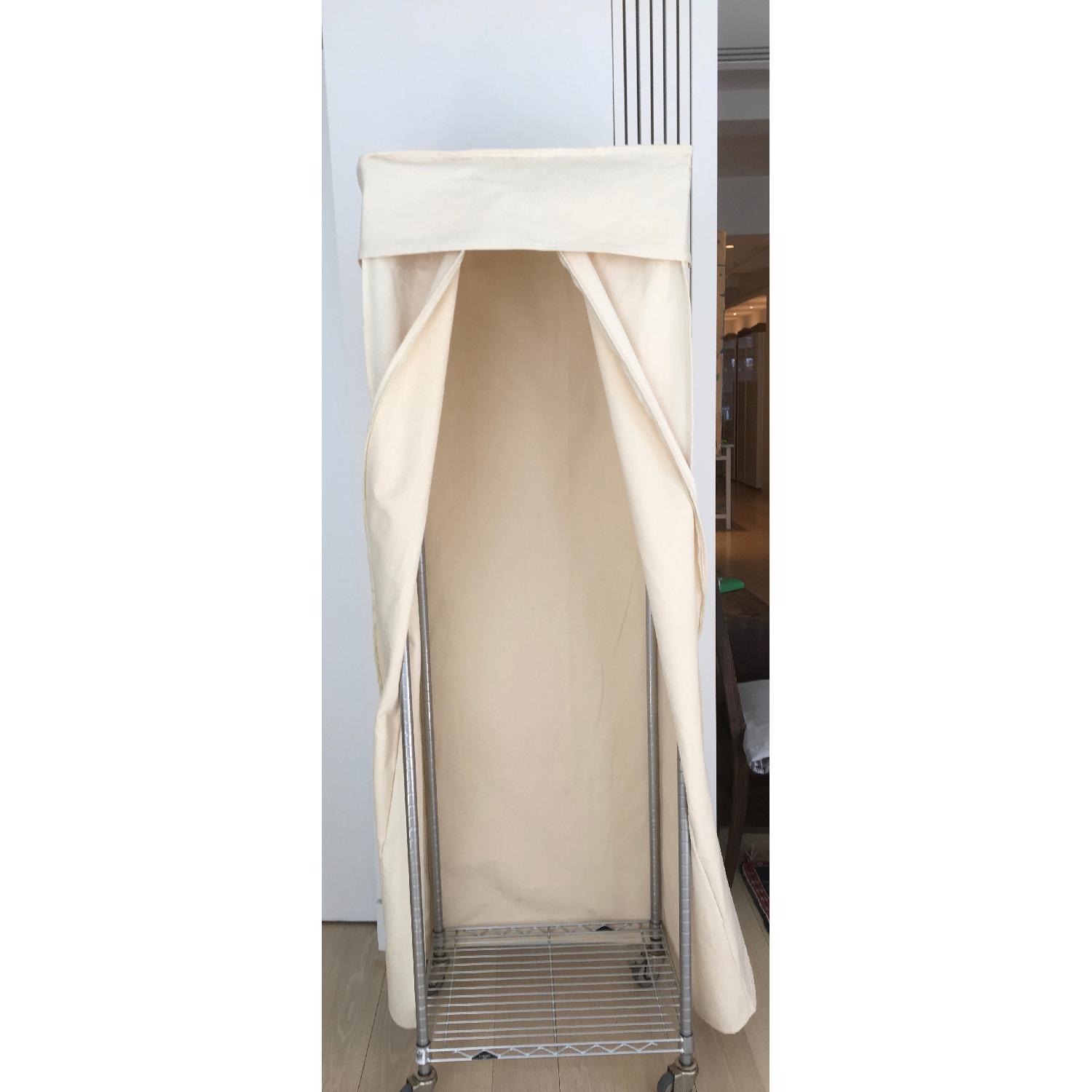 Container Store Canvas Covered Chrome Rolling Garment Rack - image-5