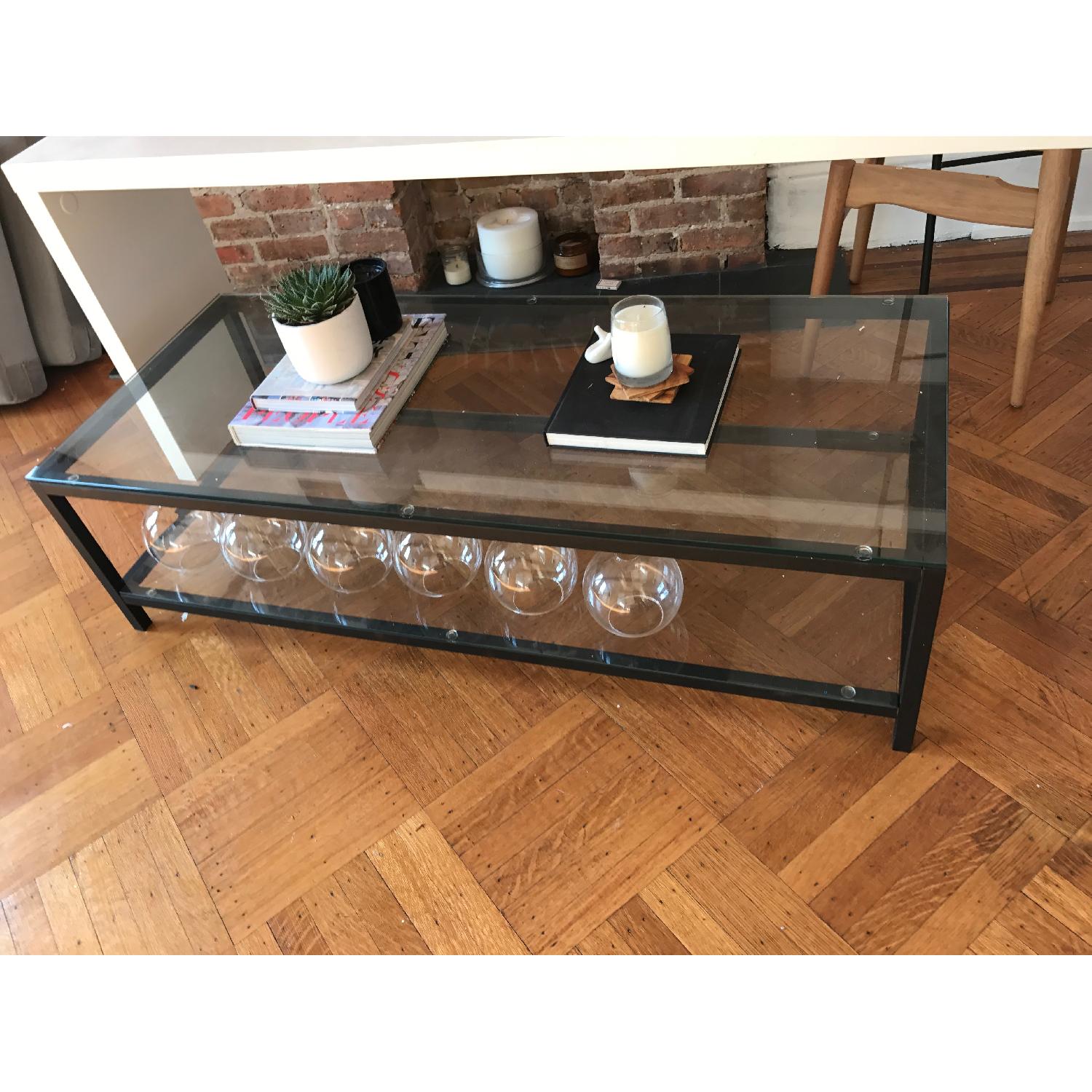 Black Iron & Glass Coffee Table AptDeco