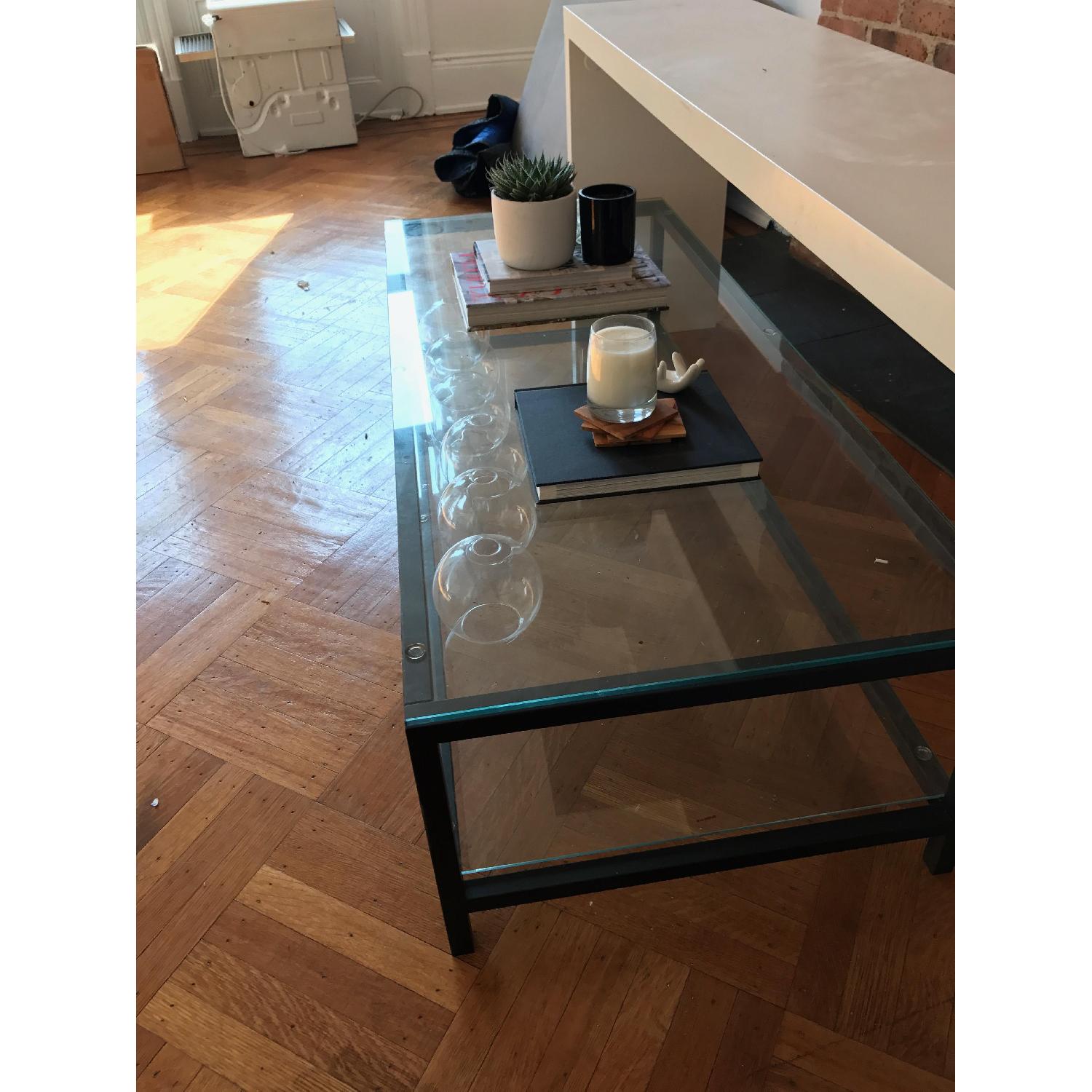 Black Iron & Glass Coffee Table AptDeco