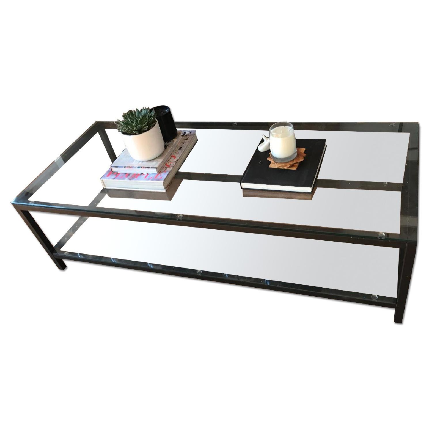 Black Iron & Glass Coffee Table AptDeco