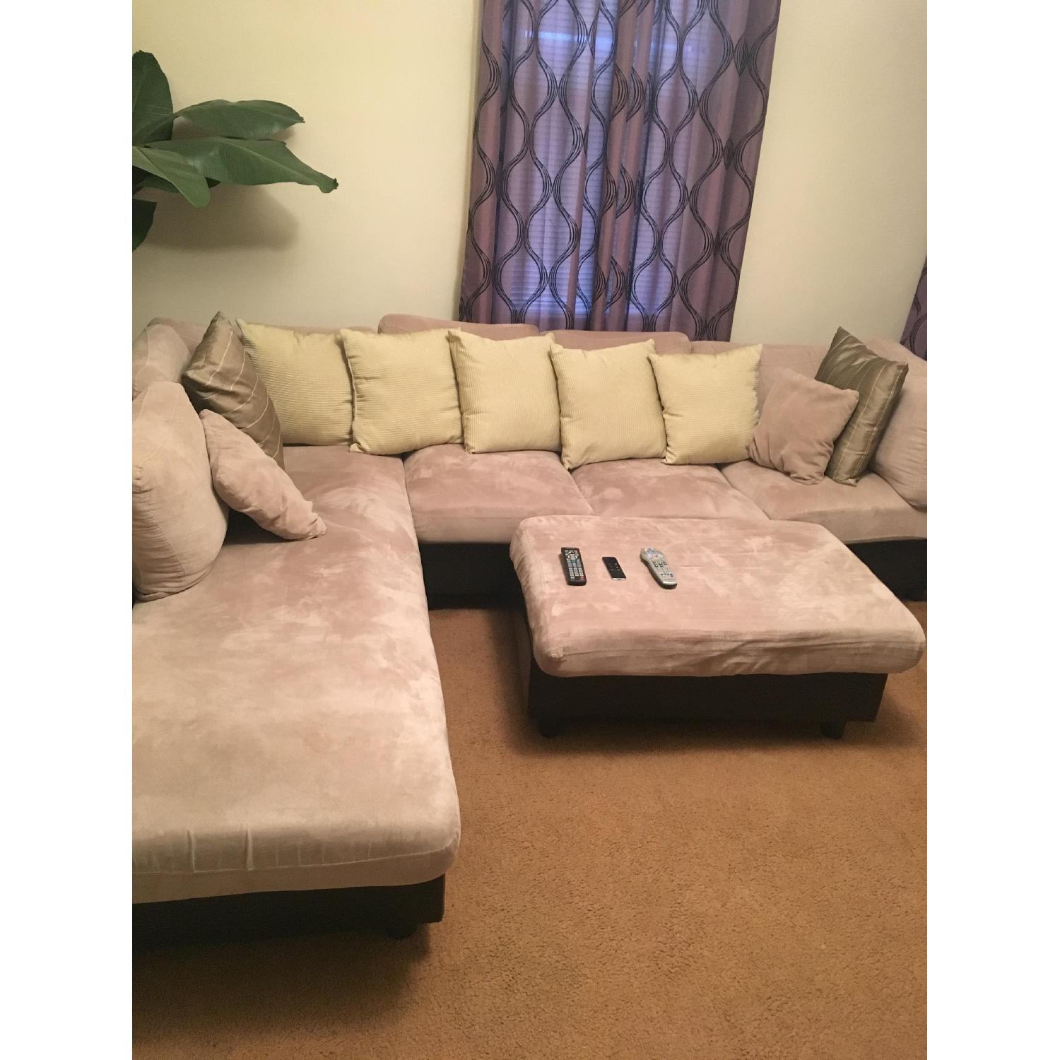 Suede Sectional Sofa - image-1