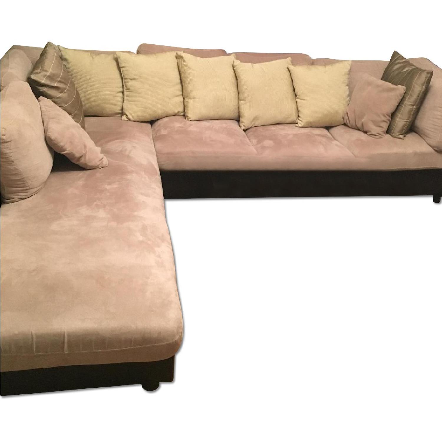 Suede Sectional Sofa - image-0