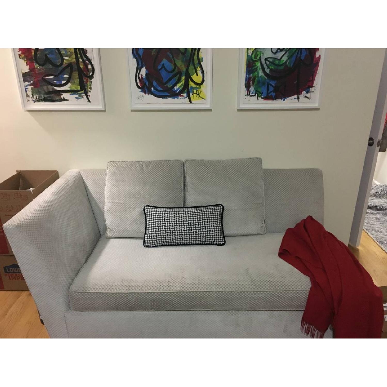Custom Silk Grey Loveseat - image-1
