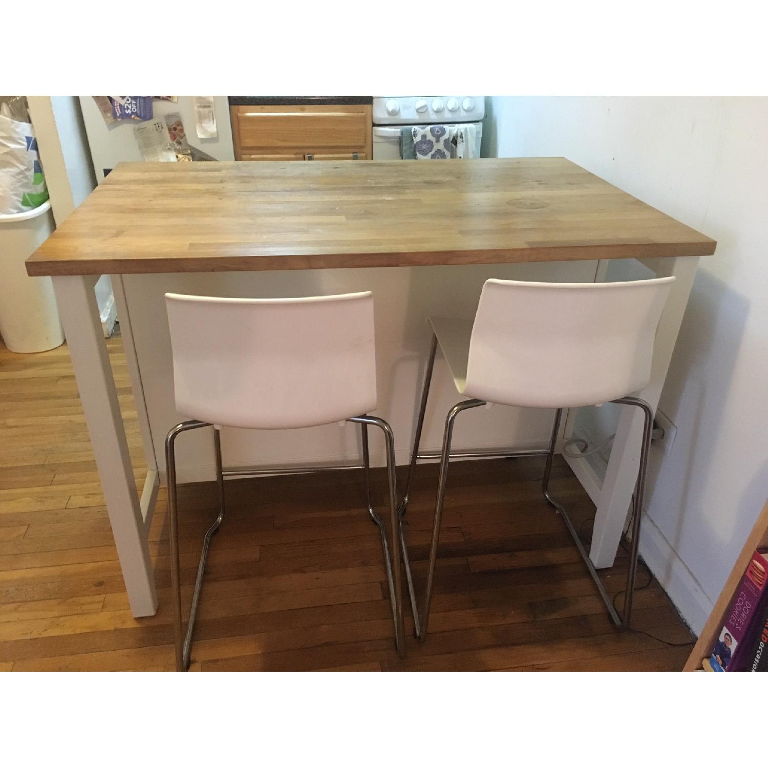 Ikea Kitchen Island w/ 2 Tall Chairs - image-6