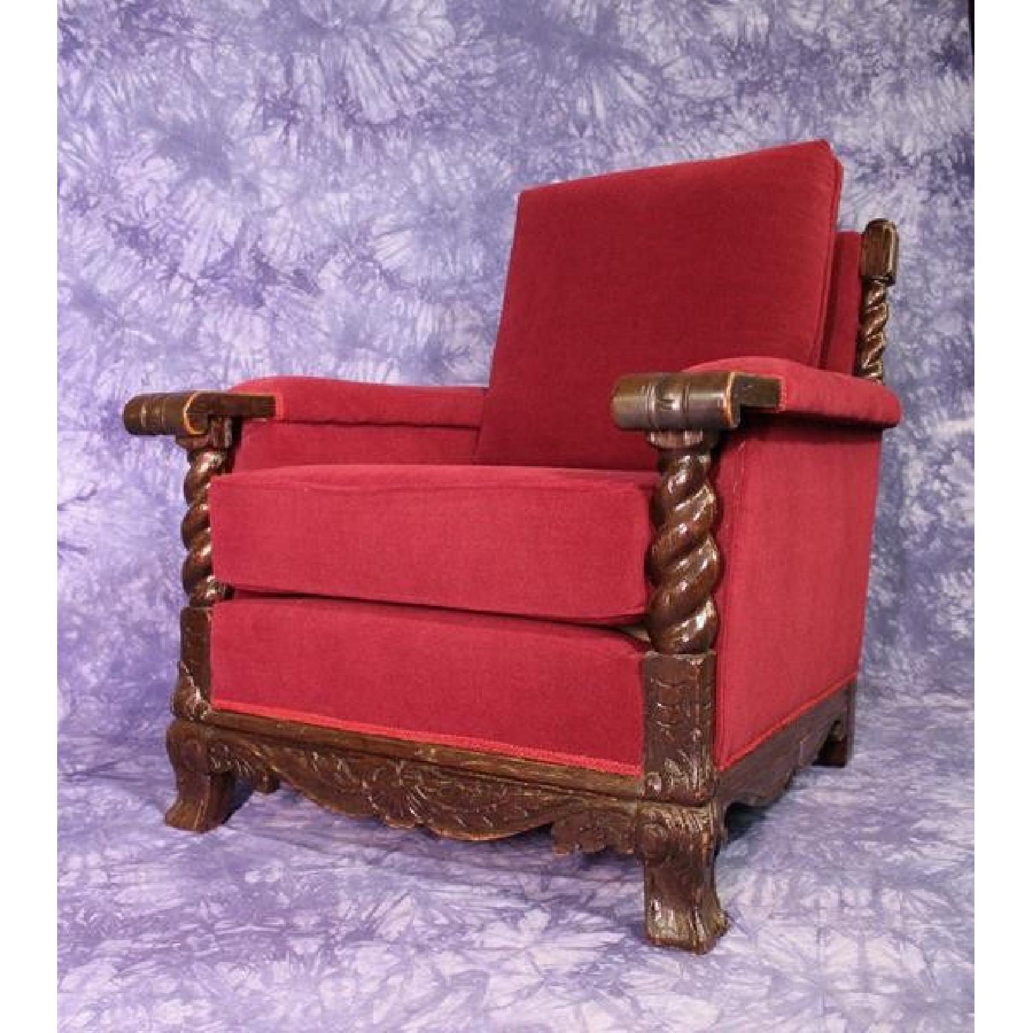 19th C Antique Oak Club Chair - image-1