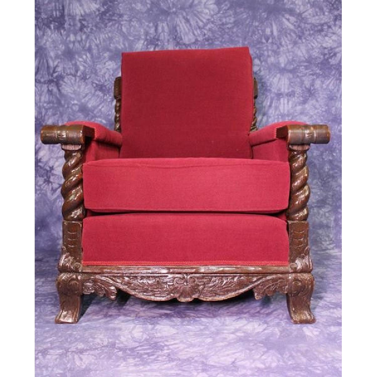 19th C Antique Oak Club Chair - image-2