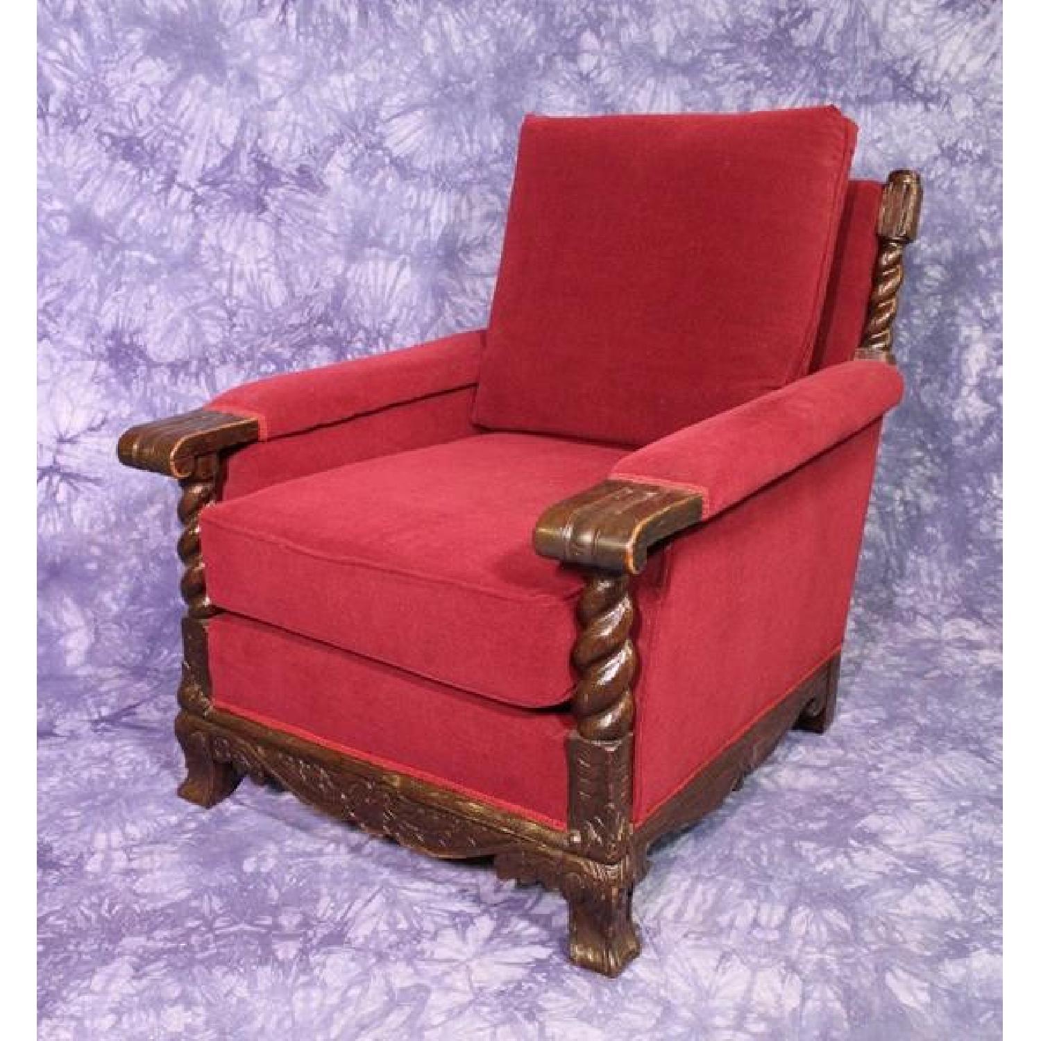 19th C Antique Oak Club Chair - image-5