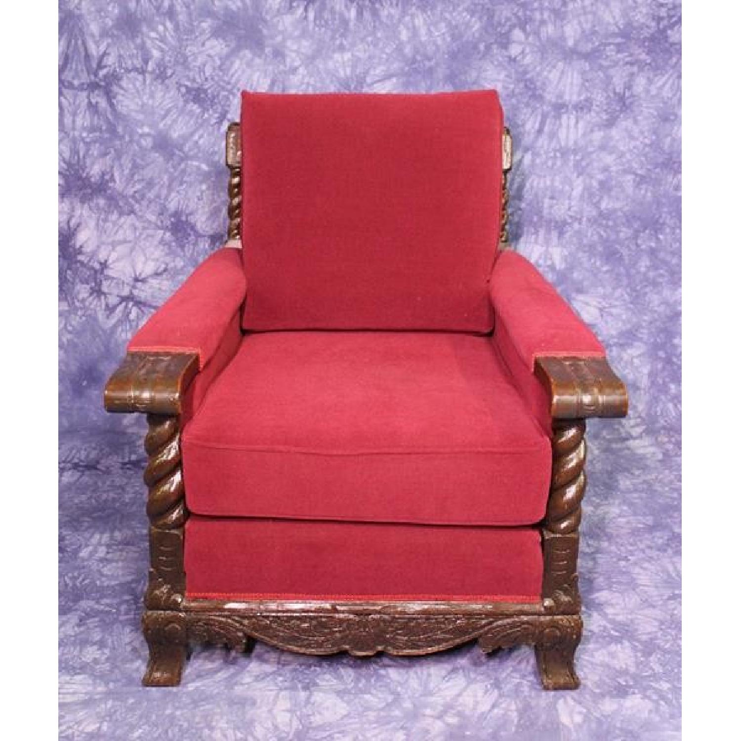 19th C Antique Oak Club Chair - image-9