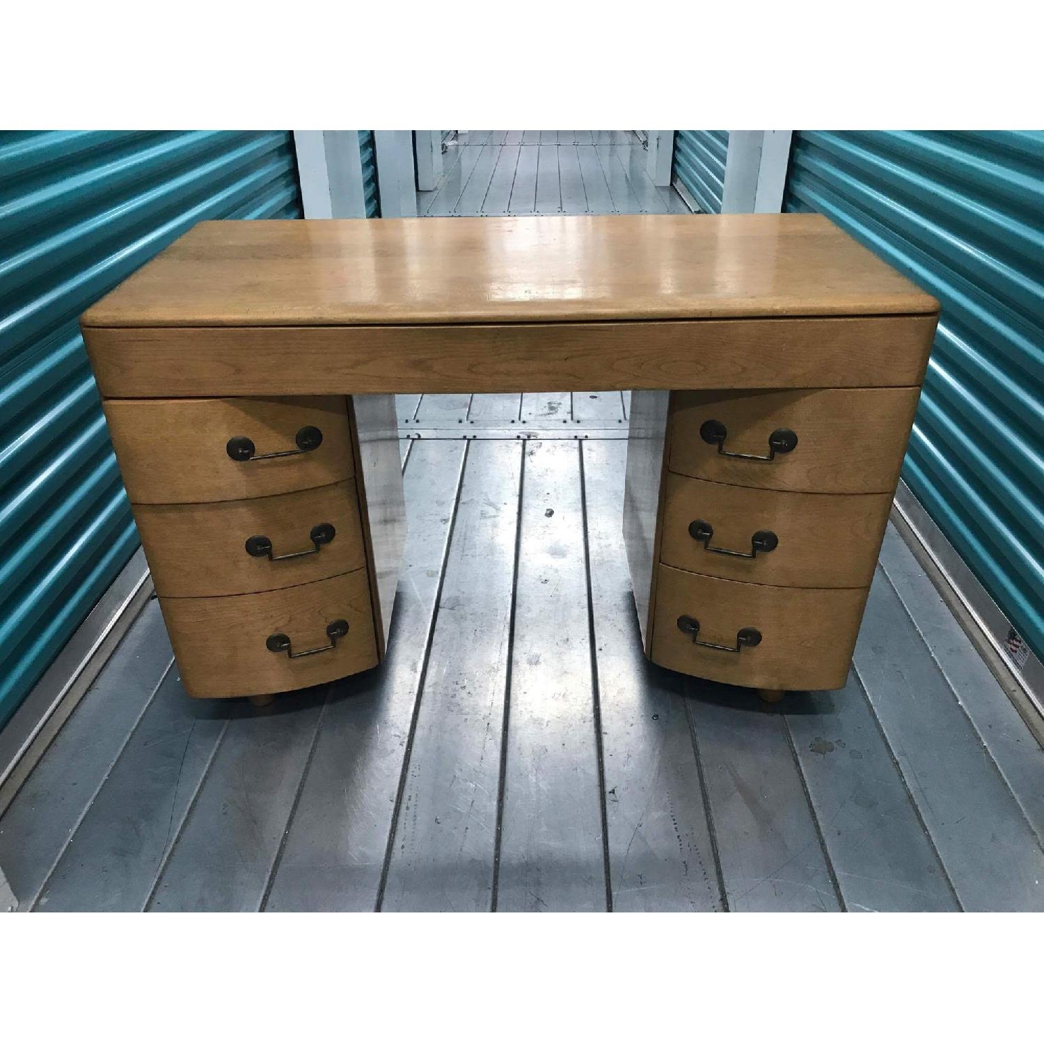 Mid Century Heywood Wakefield Style Champagne Finish Kneehole Desk
