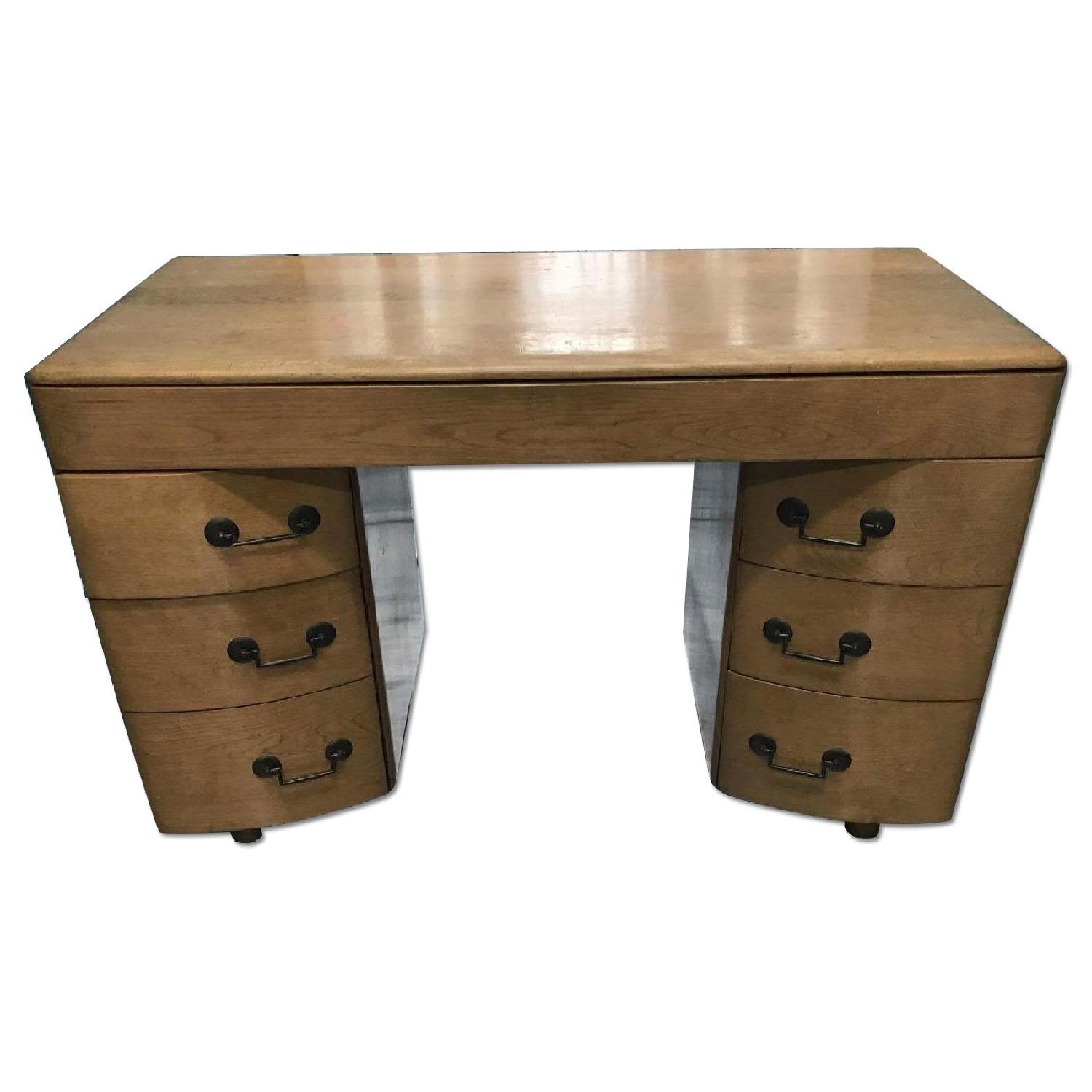 Mid Century Heywood Wakefield Style Champagne Finish Kneehole Desk