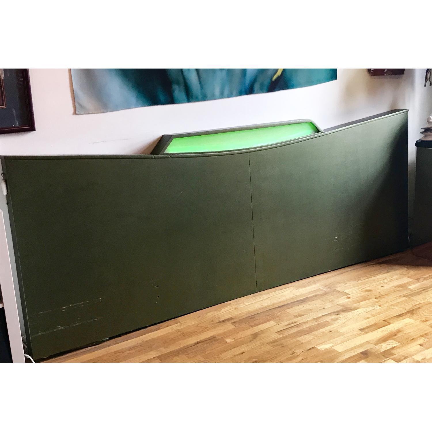 Vintage 1950's Oriental Head Board w/ LED Light - image-1