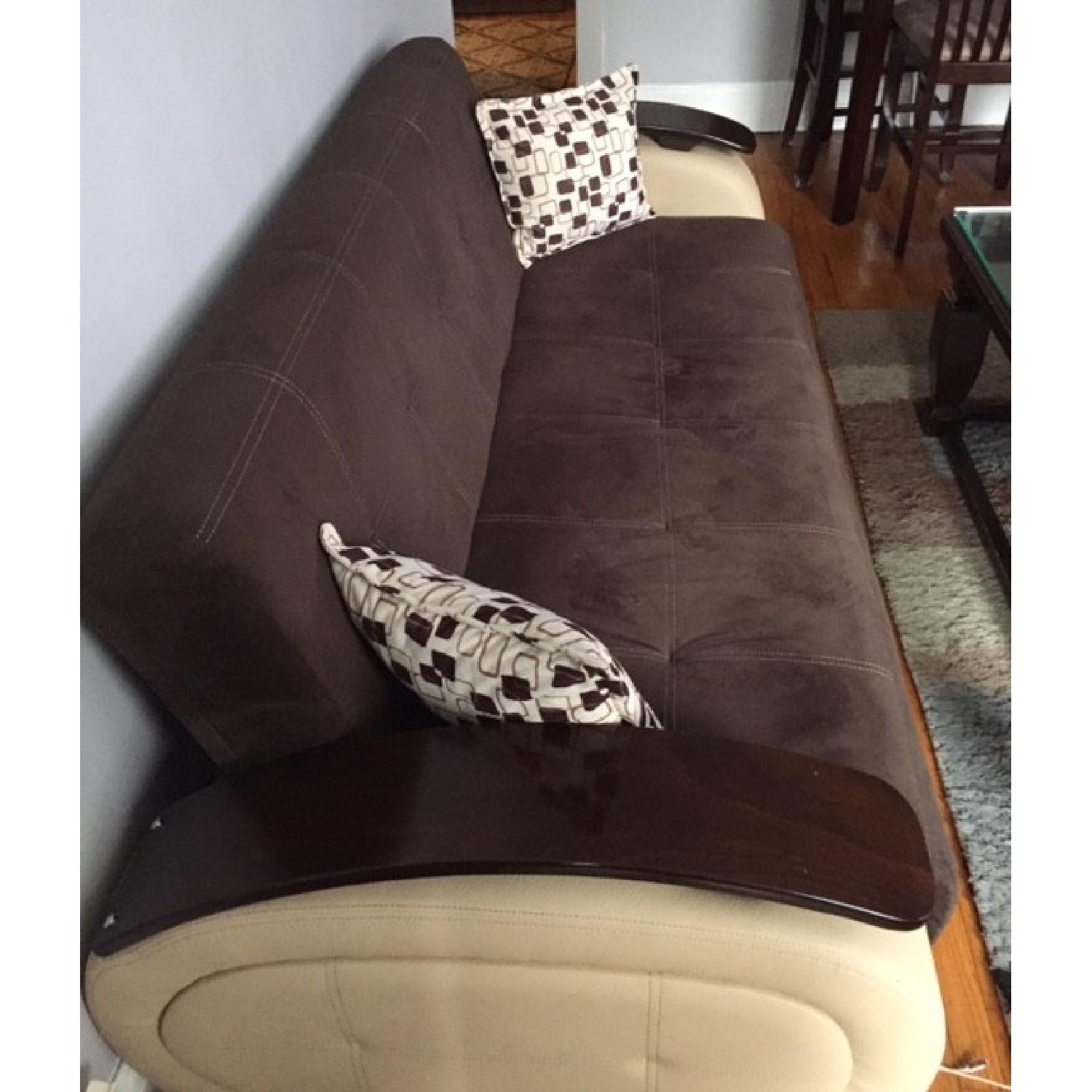 Leather & Microsuede Sofa - image-2