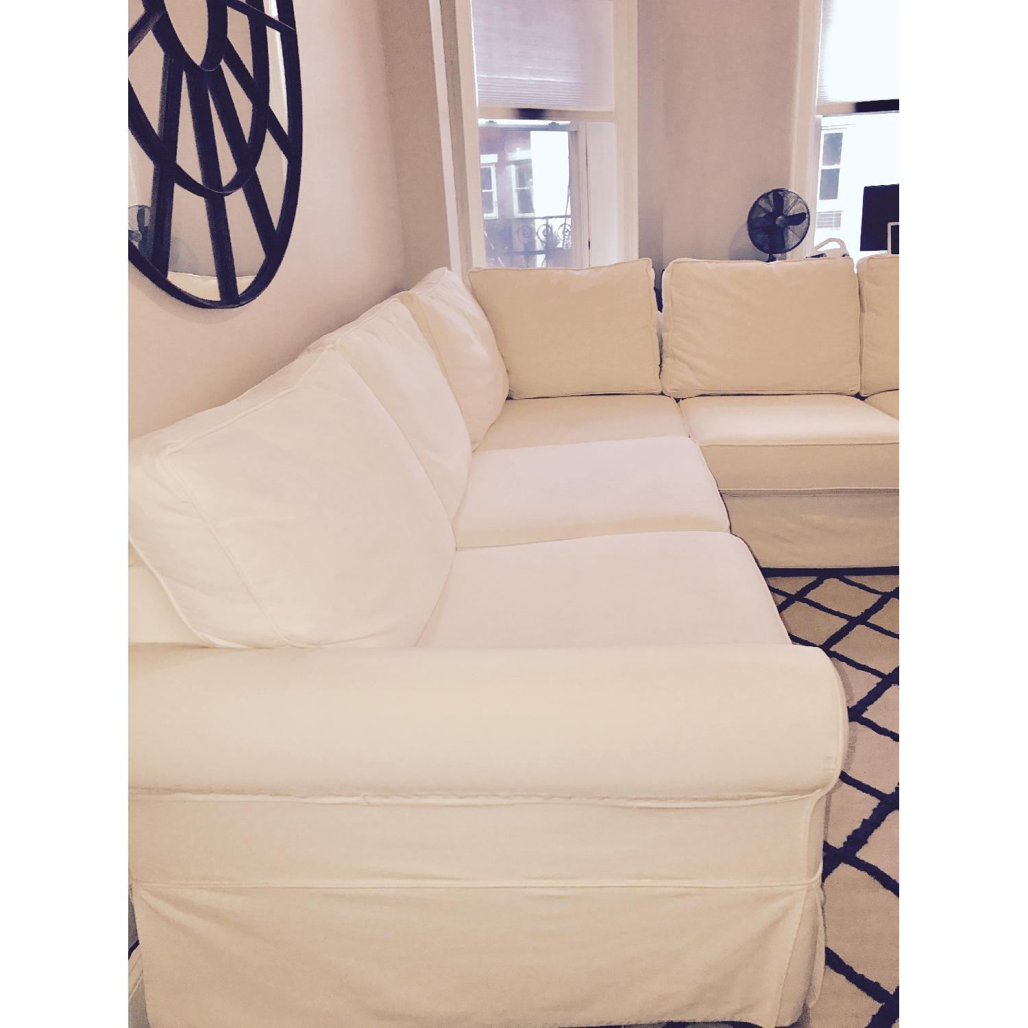 Pottery Barn Comfort Roll Arm Slipcovered 3-Piece L-Shaped S - image-2