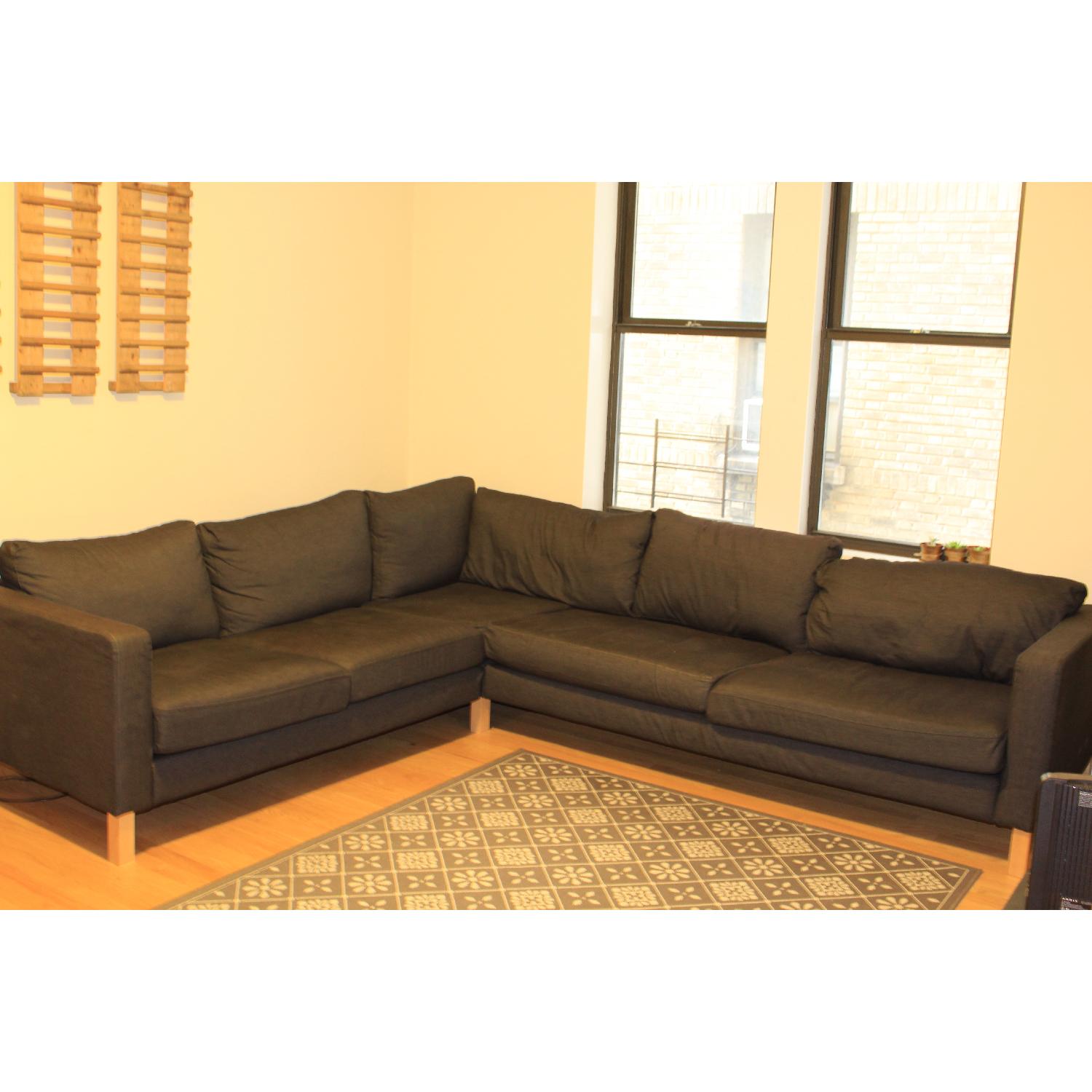 Large Dark Blue Sectional Sofa - image-1