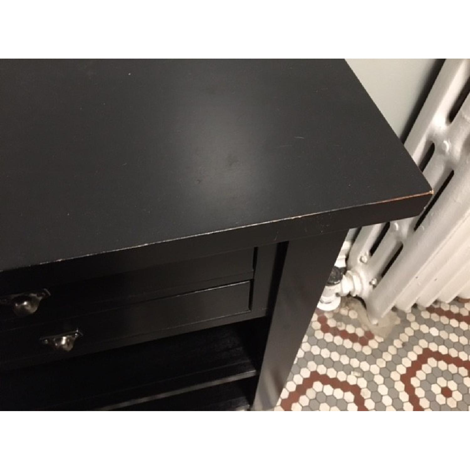 Pottery Barn Black Wood TV Stand AptDeco