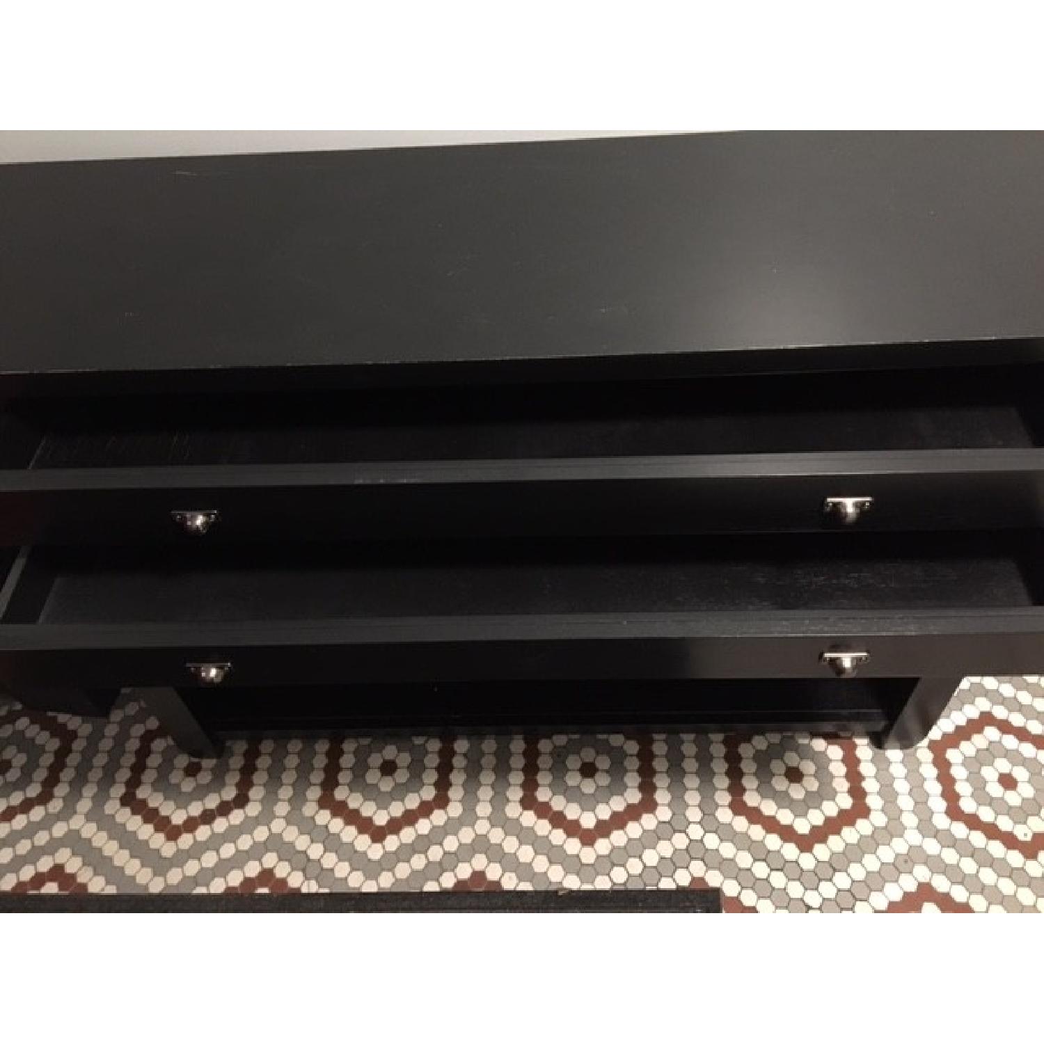 Pottery Barn Black Wood TV Stand AptDeco