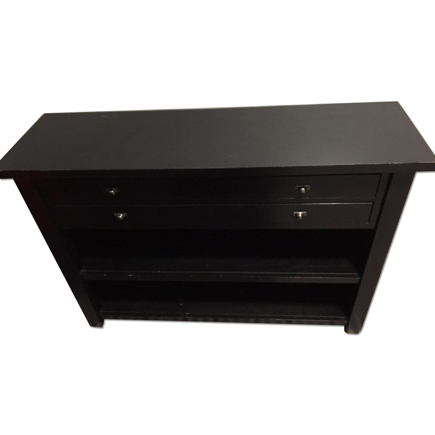 Pottery Barn Black Wood TV Stand AptDeco
