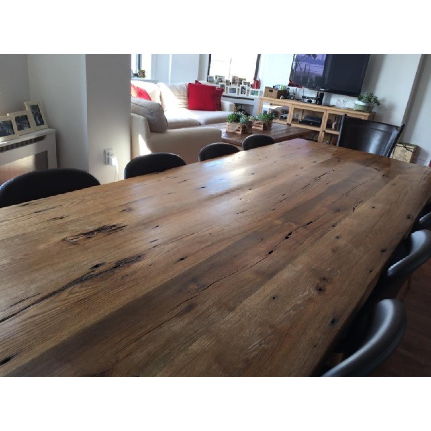 Solid Oak Tressel Dining Table - AptDeco