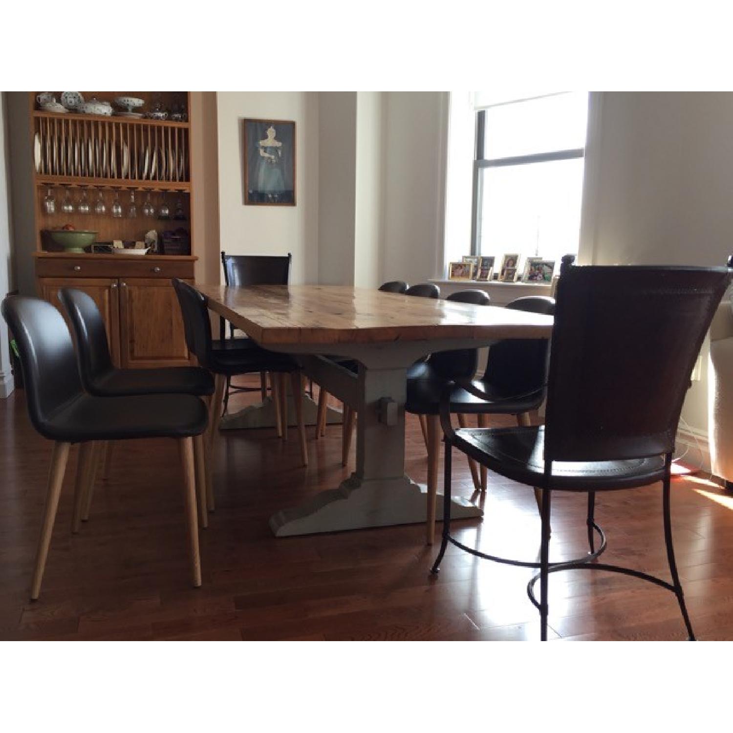 Solid Oak Tressel Dining Table - AptDeco