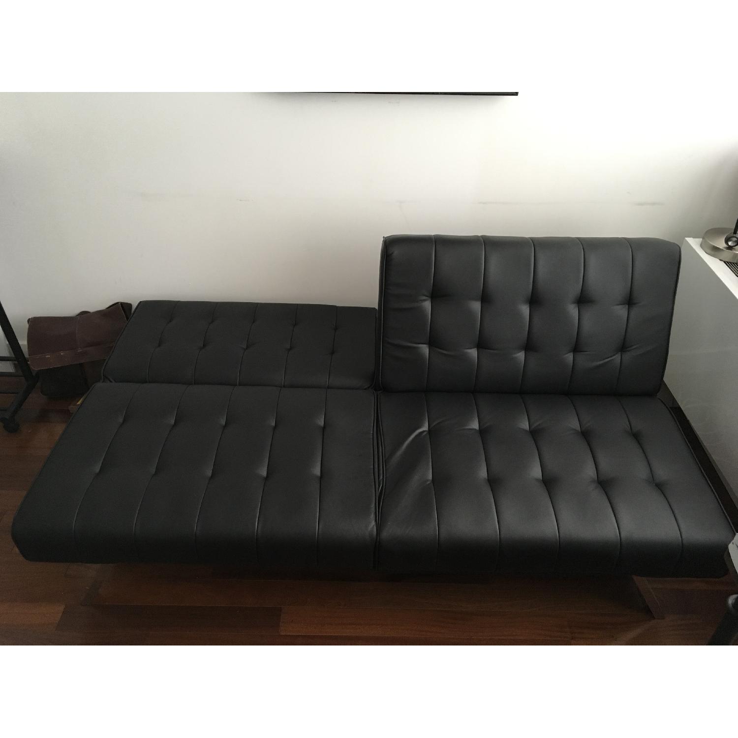 DHP's Emily Tufted Faux Leather Splitback Futon - image-1