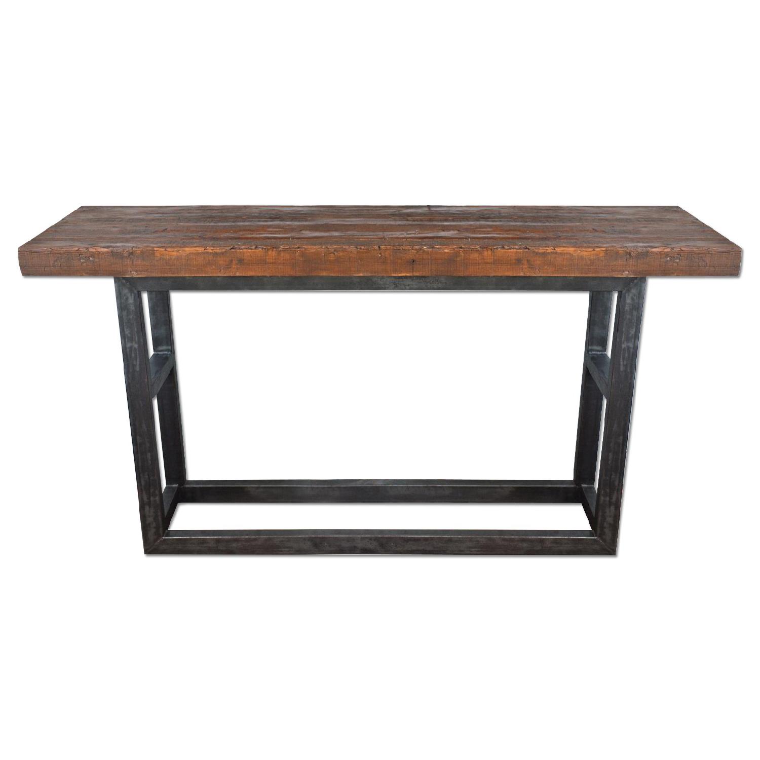 Pottery Barn Griffin Wrought Iron & Reclaimed Wood Console Table - AptDeco