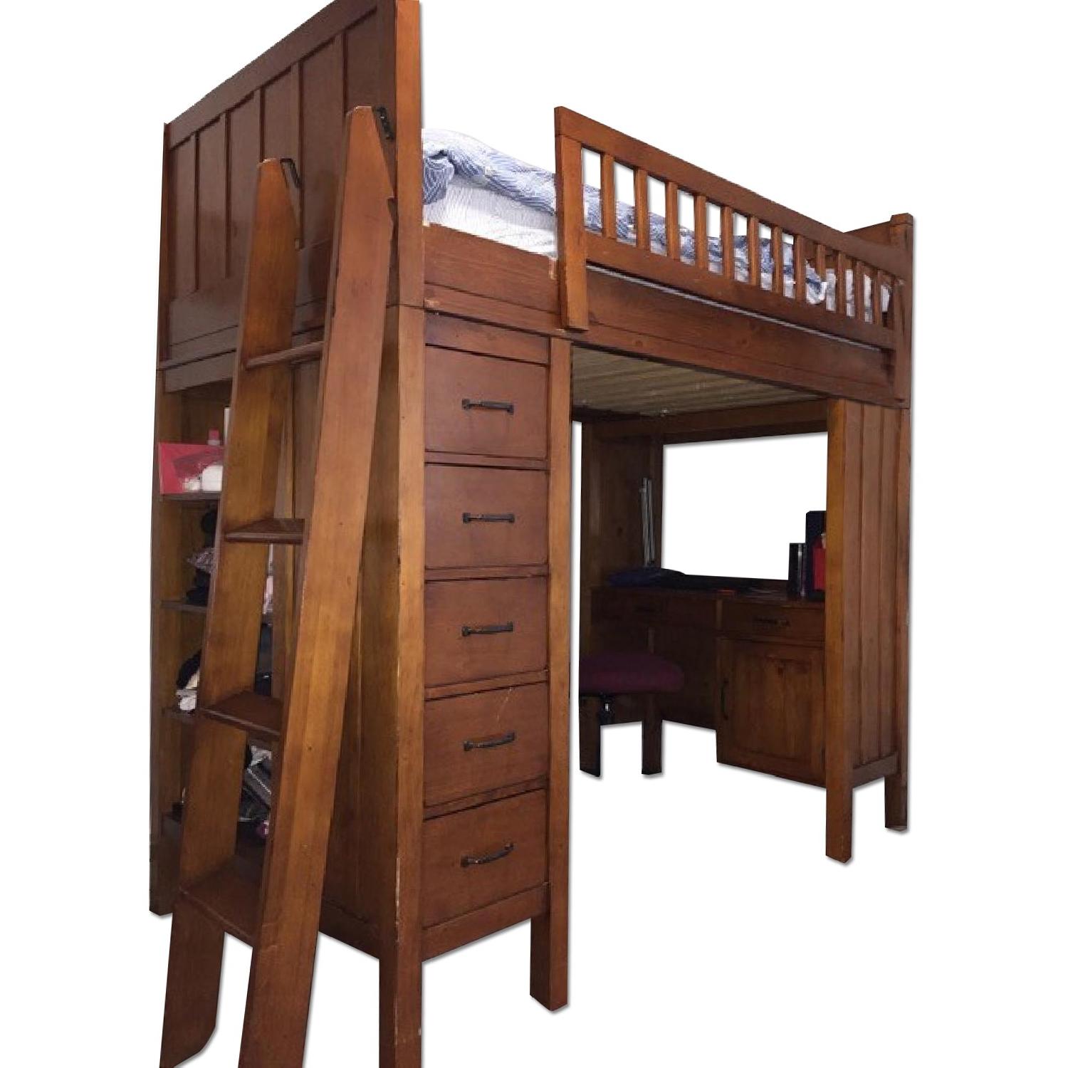Pottery Barn Loft Bed w/ Desk, Shelves & Removeable Ladder + Spinning