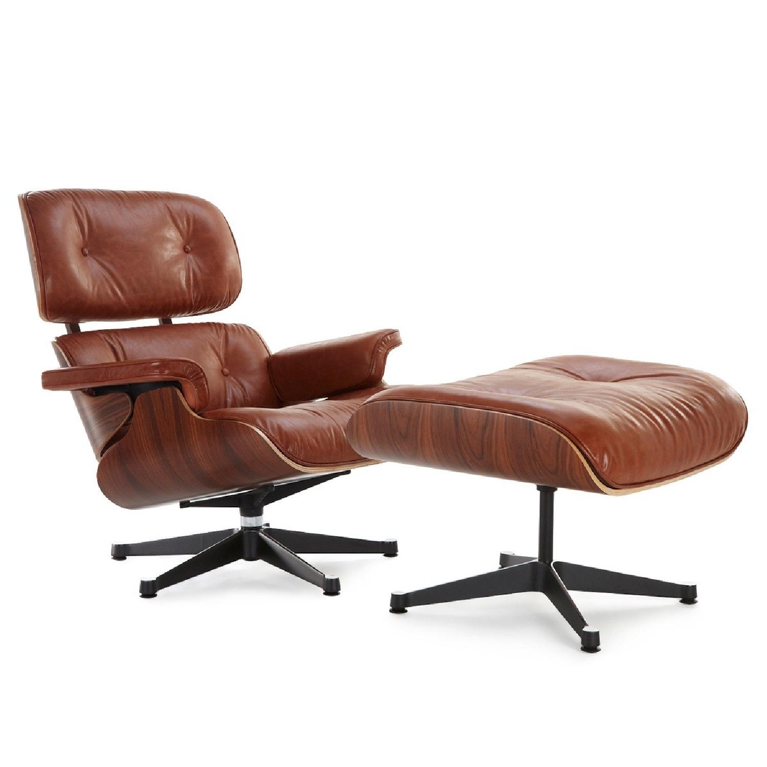 Leather Eames Lounge Chair Replica & Ottoman - image-0