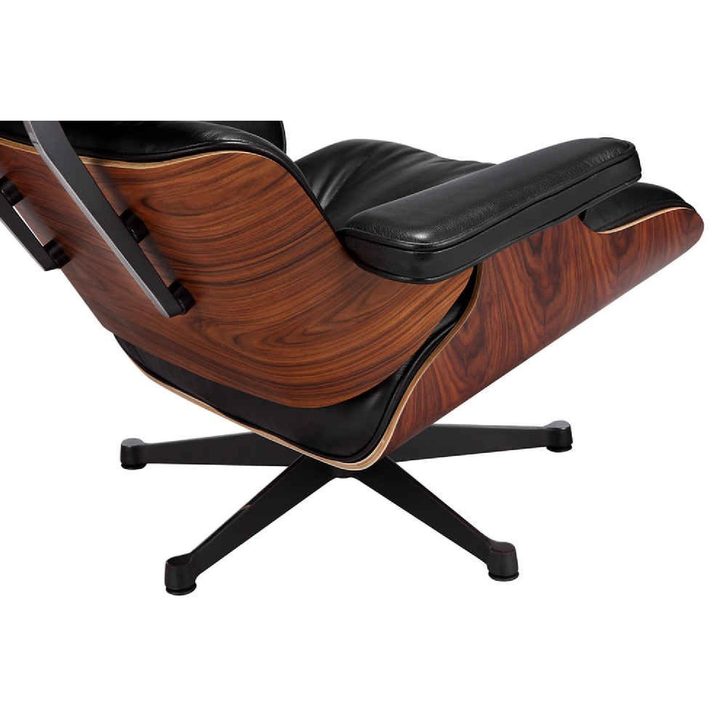 Leather Eames Lounge Chair Replica & Ottoman in Cream - image-1