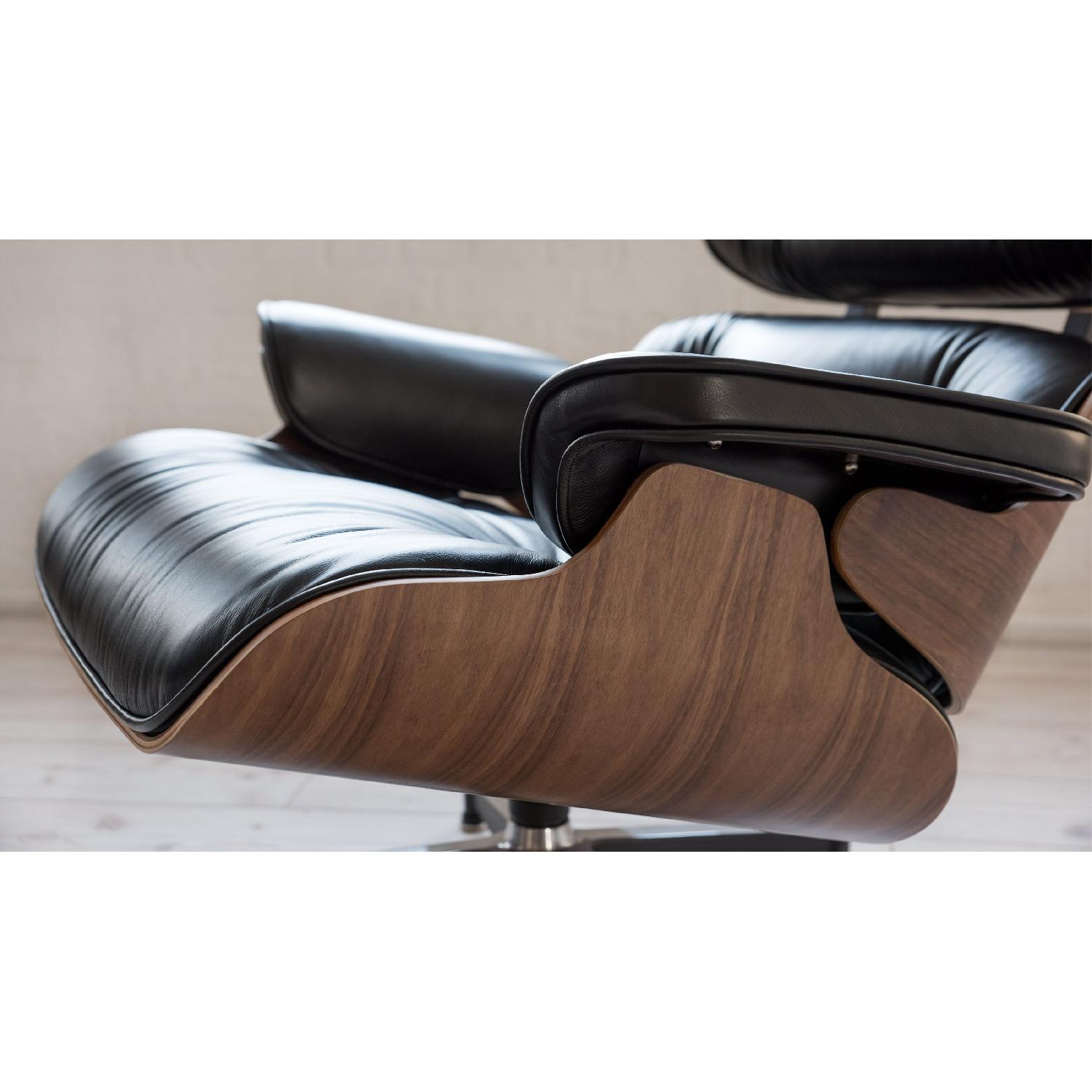 Leather Eames Lounge Chair Replica & Ottoman in Cream - image-4